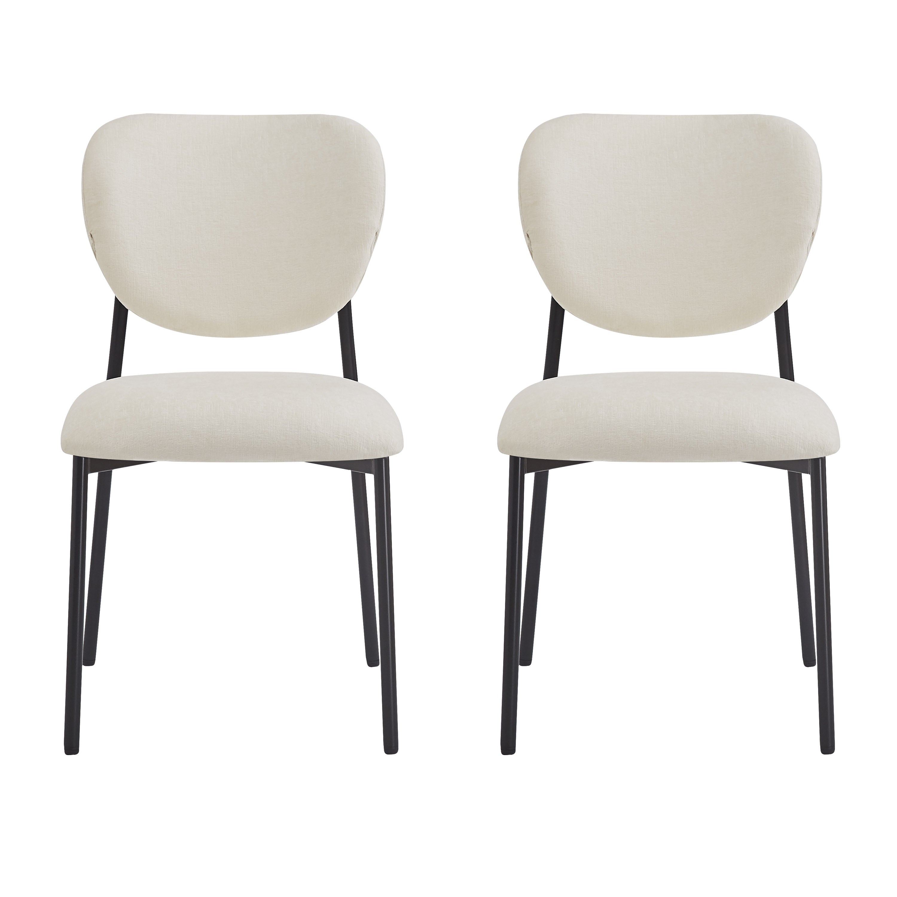 Upholstered Dining Chairs With Metal Legs (Set of 2),Beige