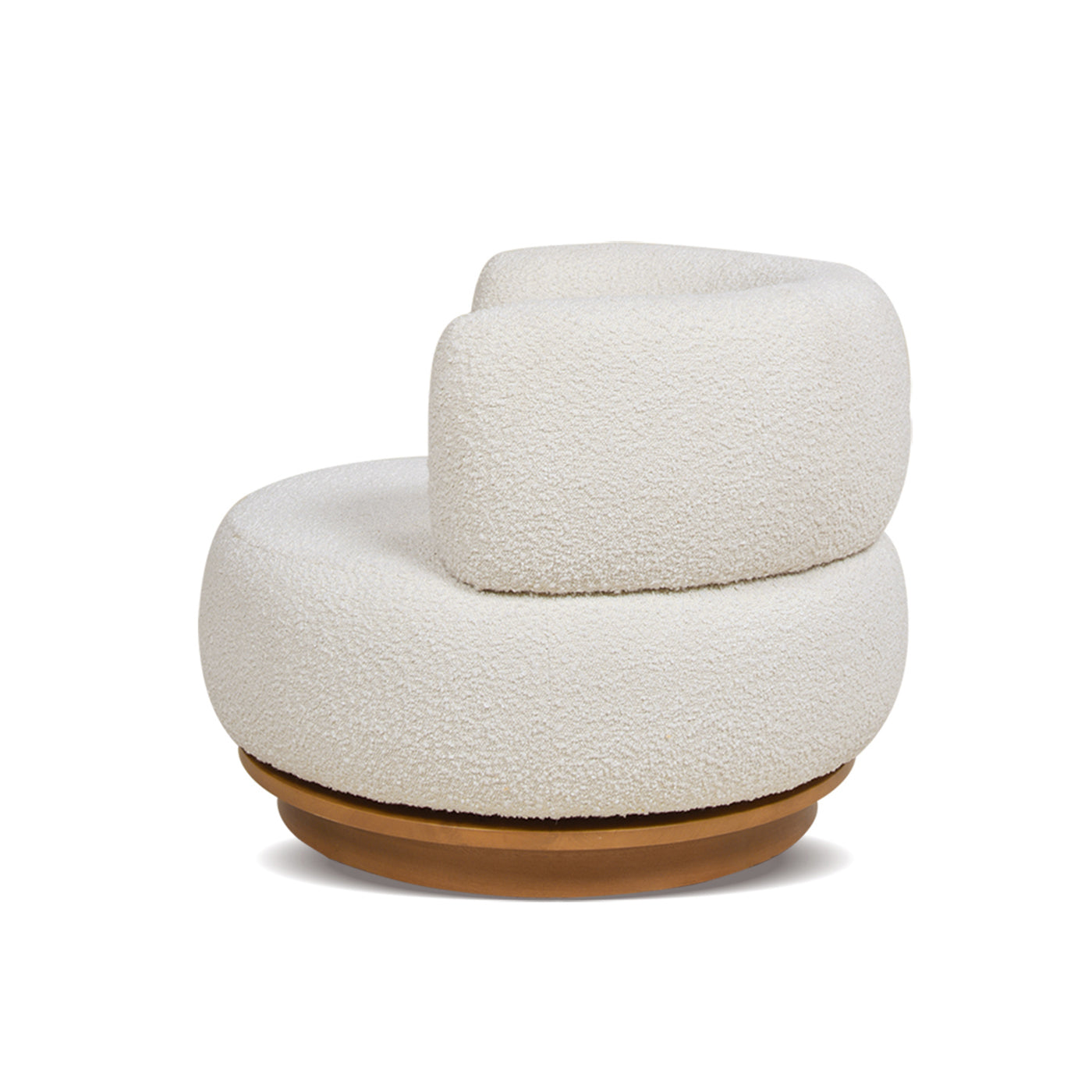 360 Swivel Low Barrel Back Accent Chair, Ivory White Boucle