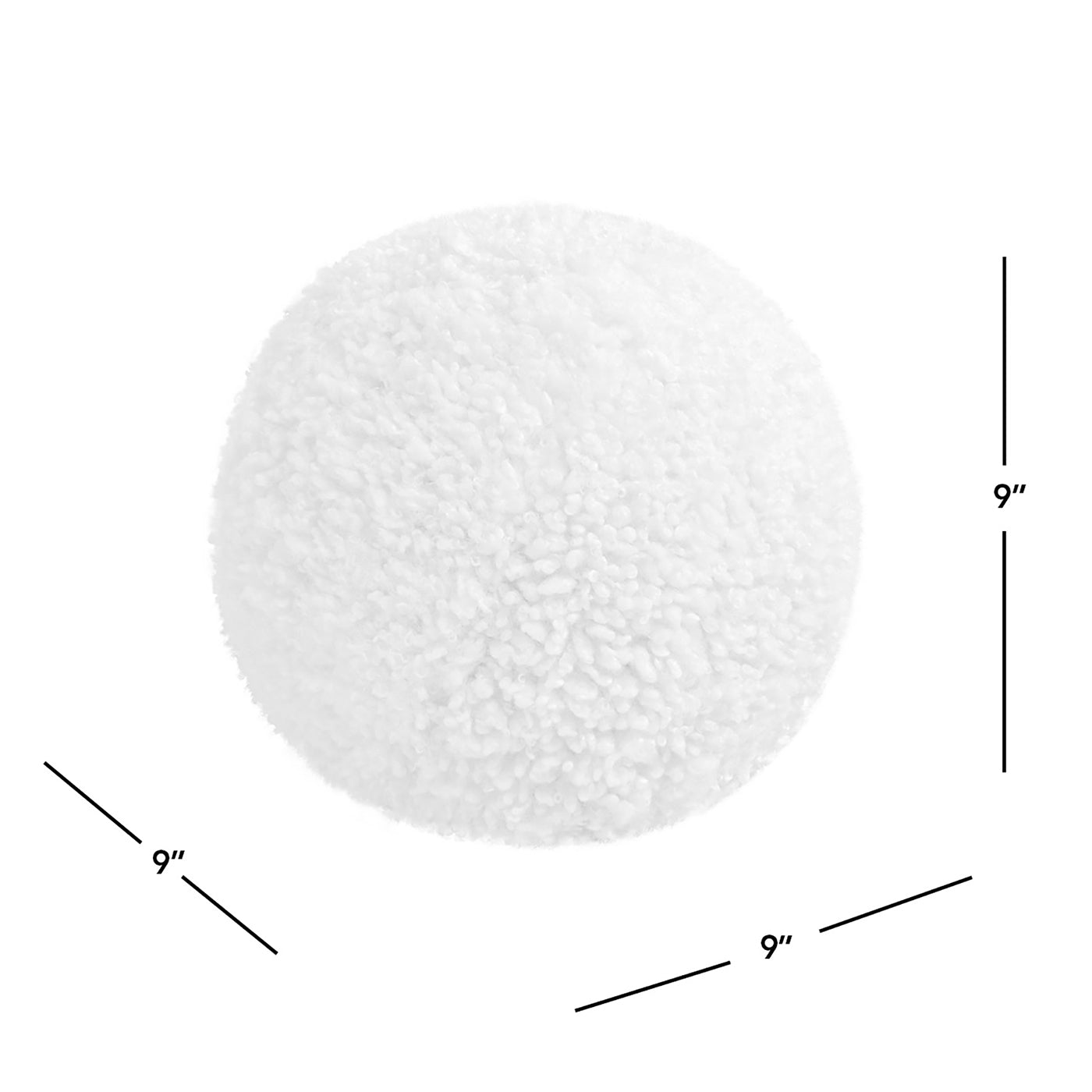 9" Round Sphere Accent Ball Throw Pillow, Curly White Faux