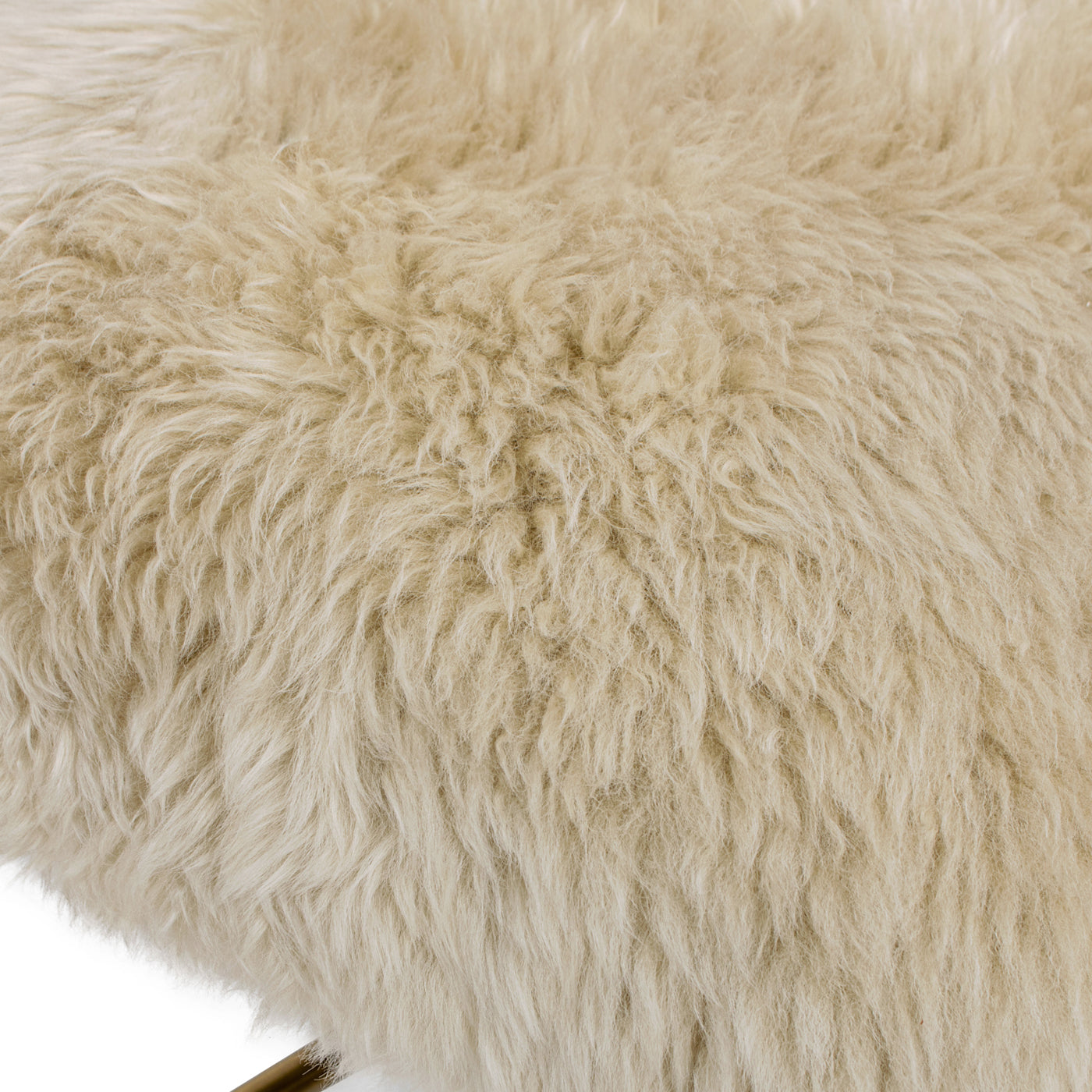Genuine Fur Counter Height Bar Stool | Solid Wood Frame, Brass Footrest – New Zealand Sheepskin, Natural Light-Toned Finish
