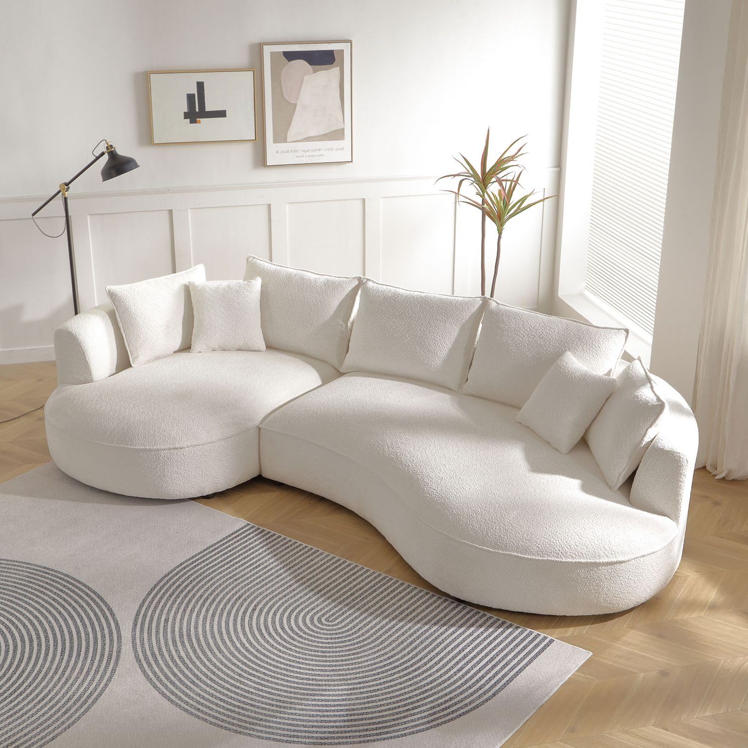 Modern Curved Couch Living Room Modular Sectional Sofa Set 4 Seat