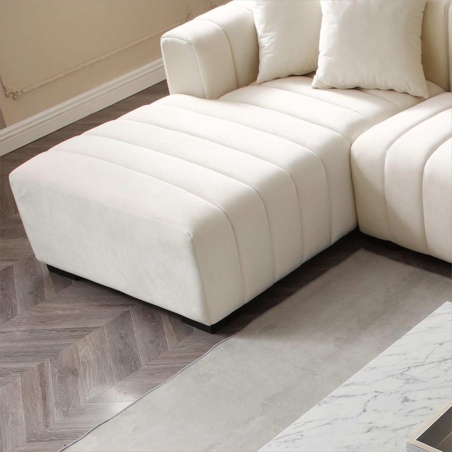 Modern Large Velvet Fabric Sectional Sofa