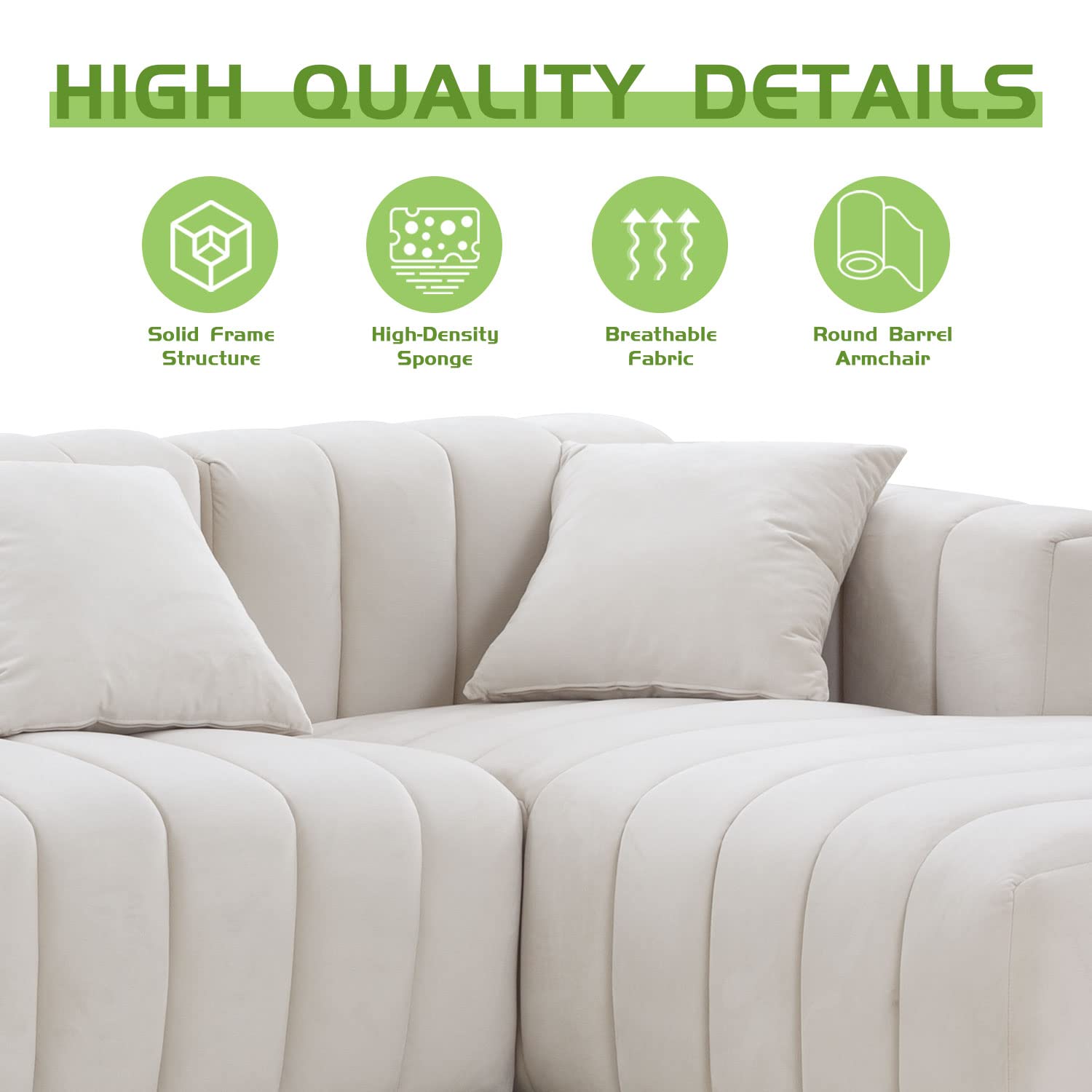 Modern Large Velvet Fabric Sectional Sofa