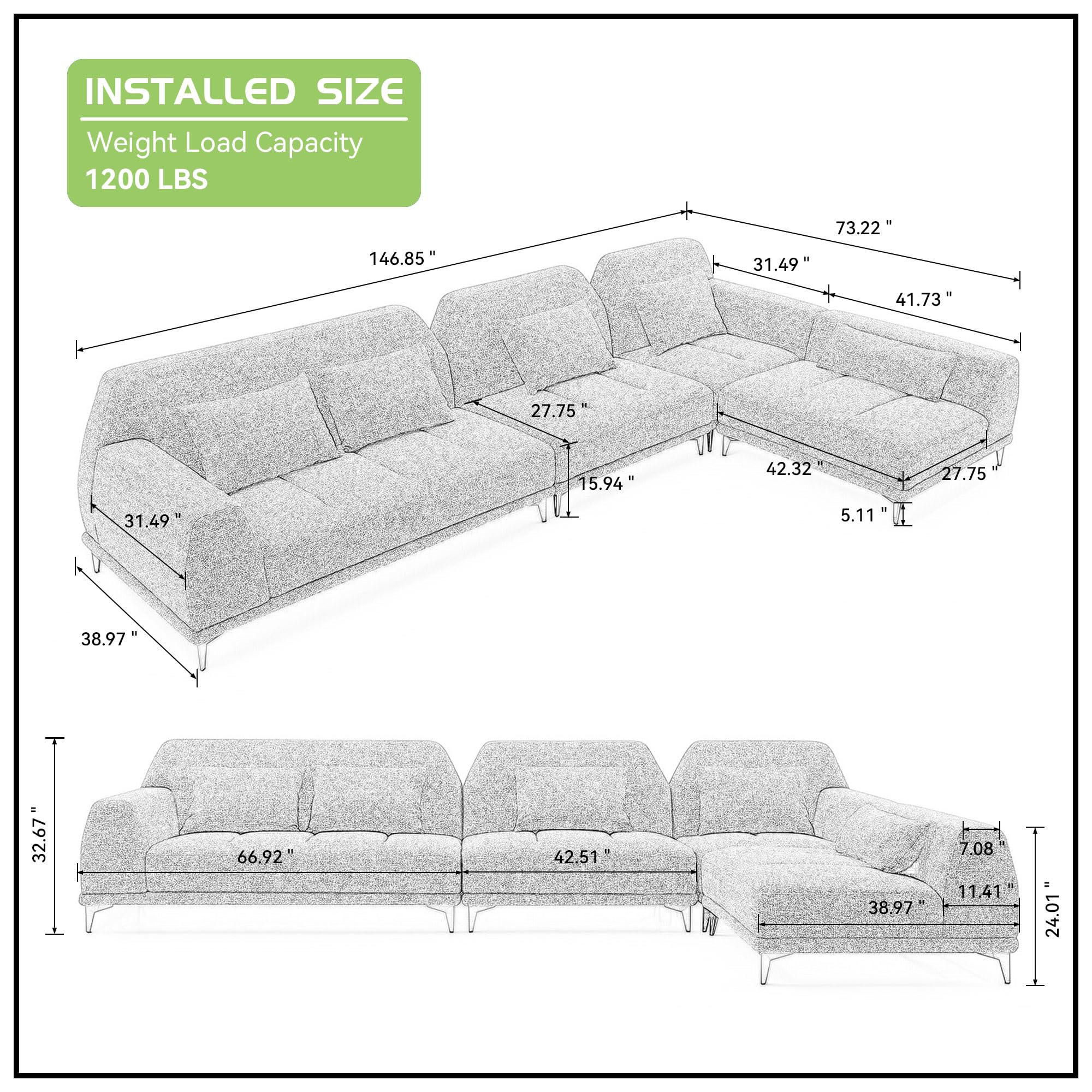 Modular Sectional Sofa L Shaped