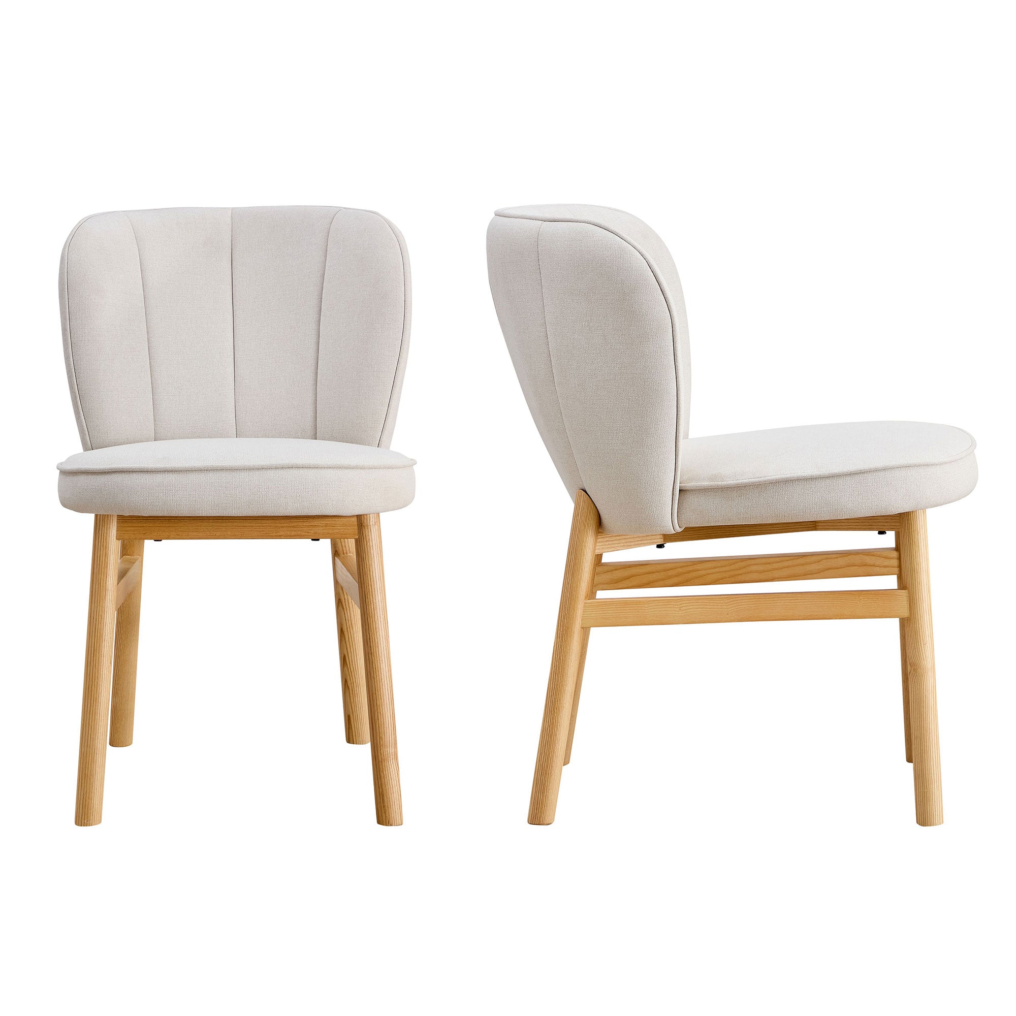 Ash Wood - Framed Shell Dining Chairs (Set of 2): Upholstered Elegance 2 Color