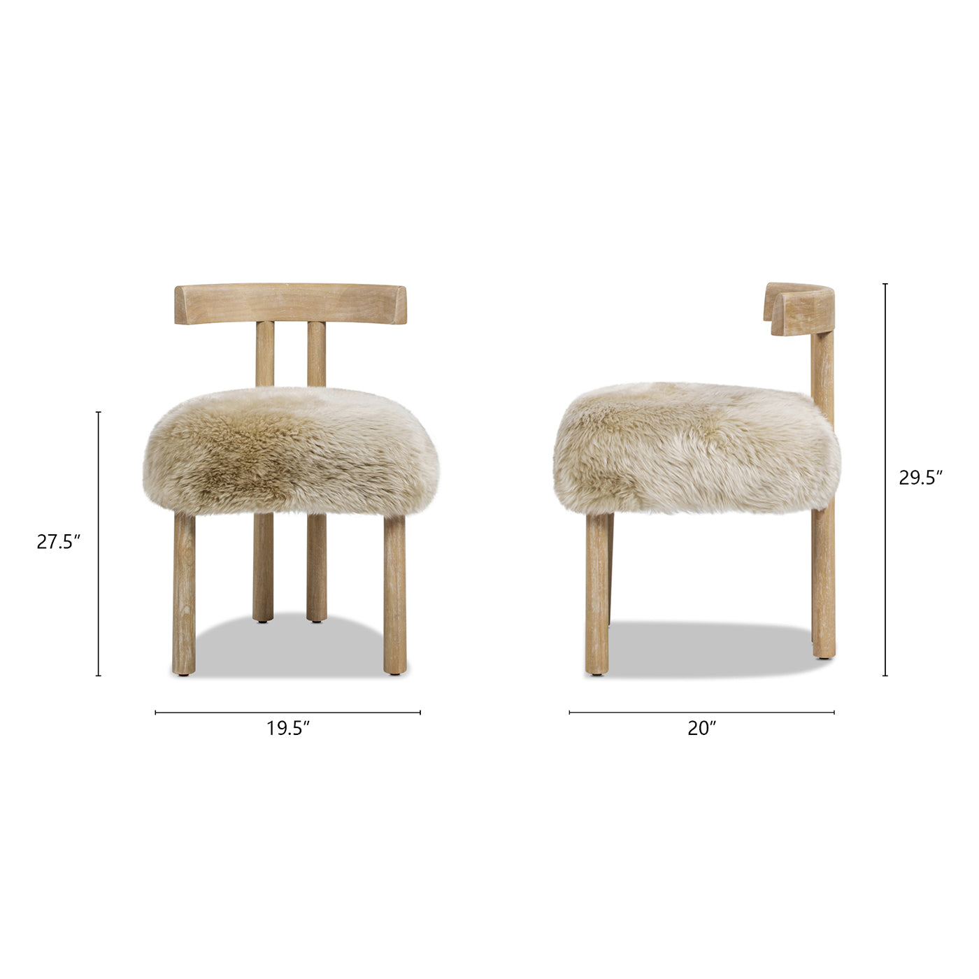 Sheepskin Fur Split Back Dining Chair