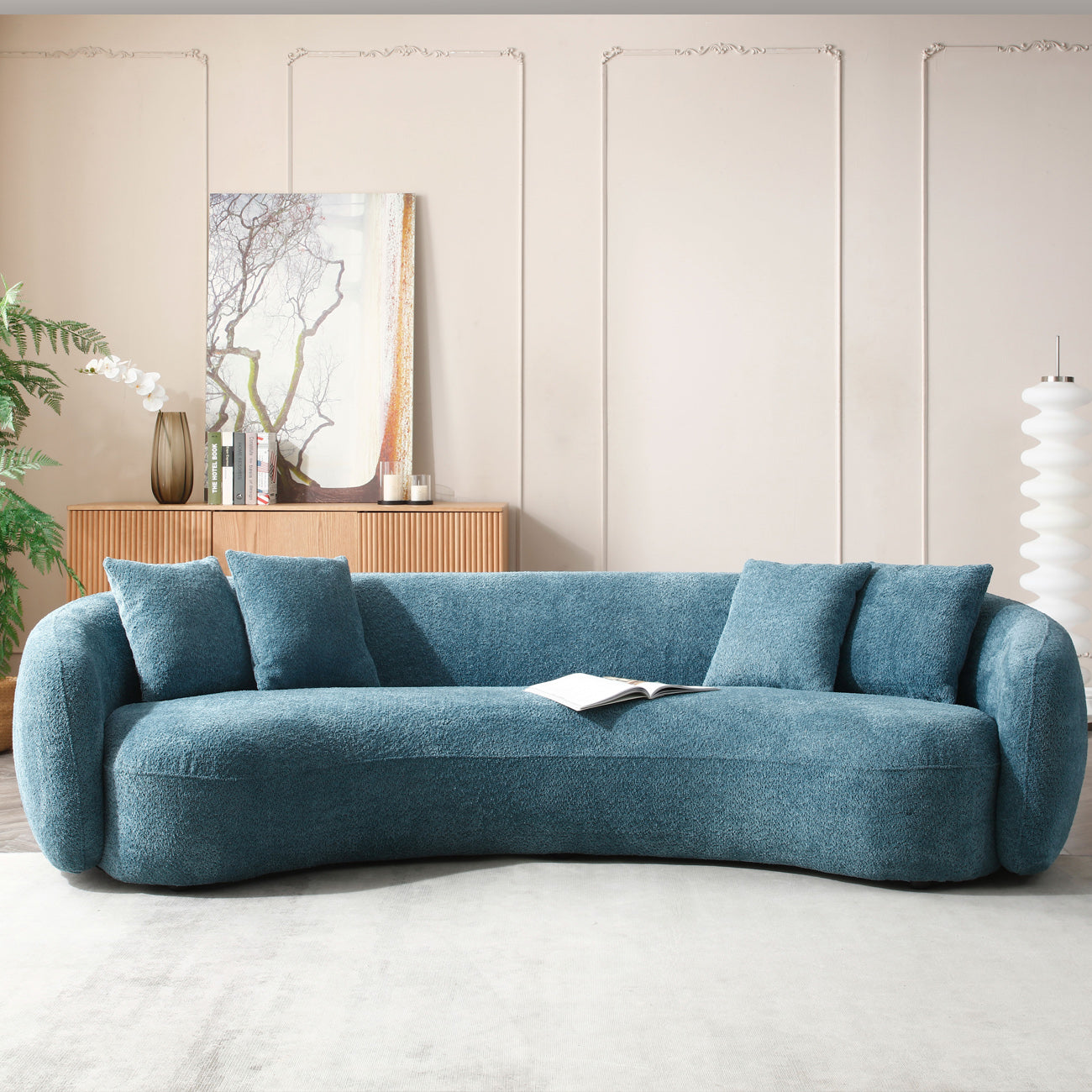 102‘’ Curved Boucle Sofa 4-Seat
