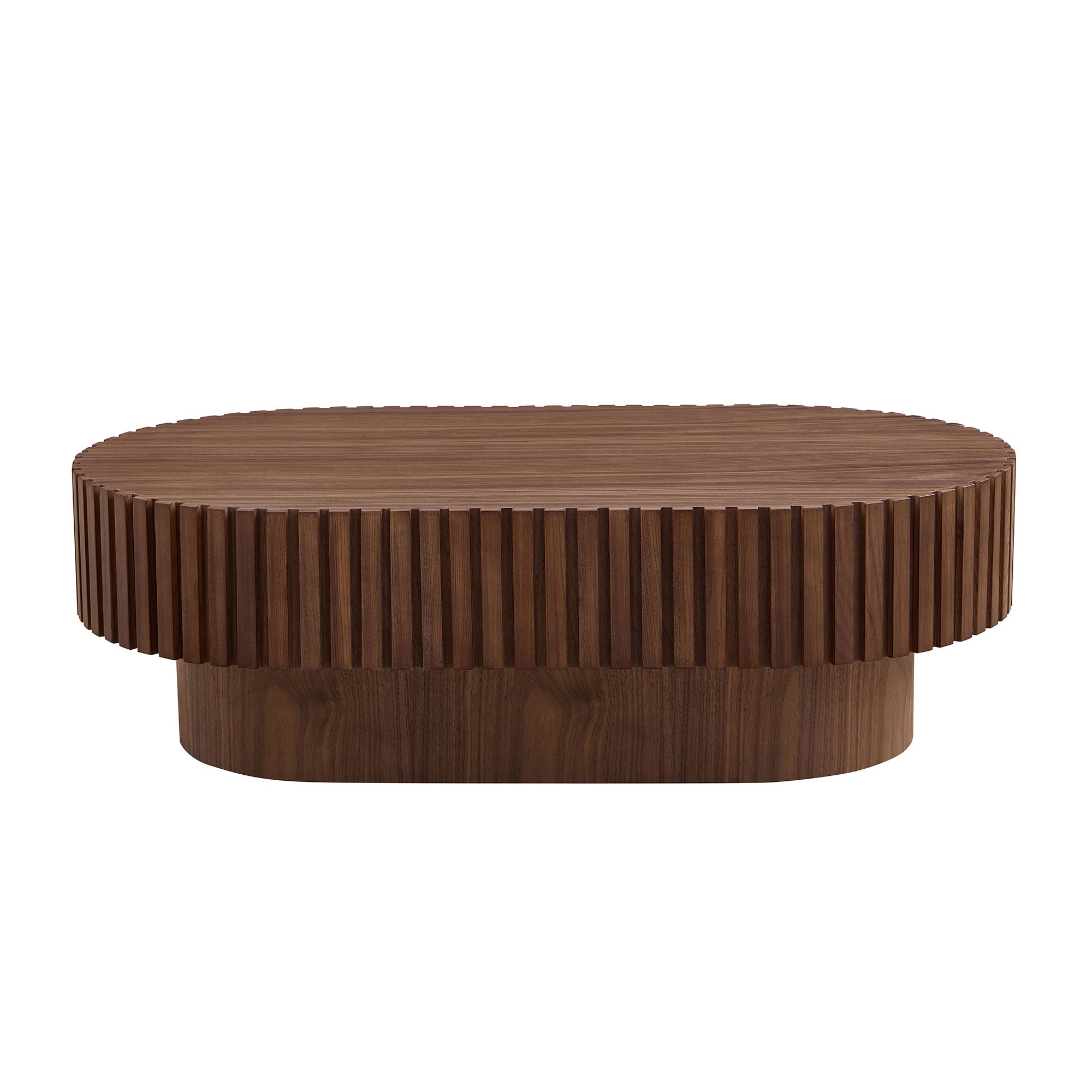 Small Wooden Oval Coffee Table: 43.70 Inches, Hand - crafted, Sturdy Pedestal 3 Color