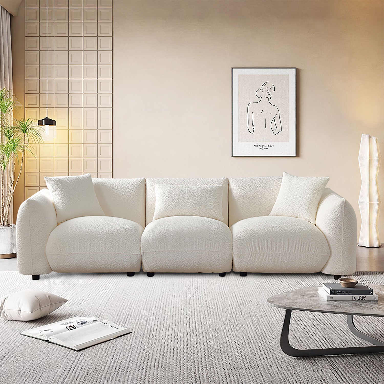 Modern Couch 3-Seater Sofa for Livingroom