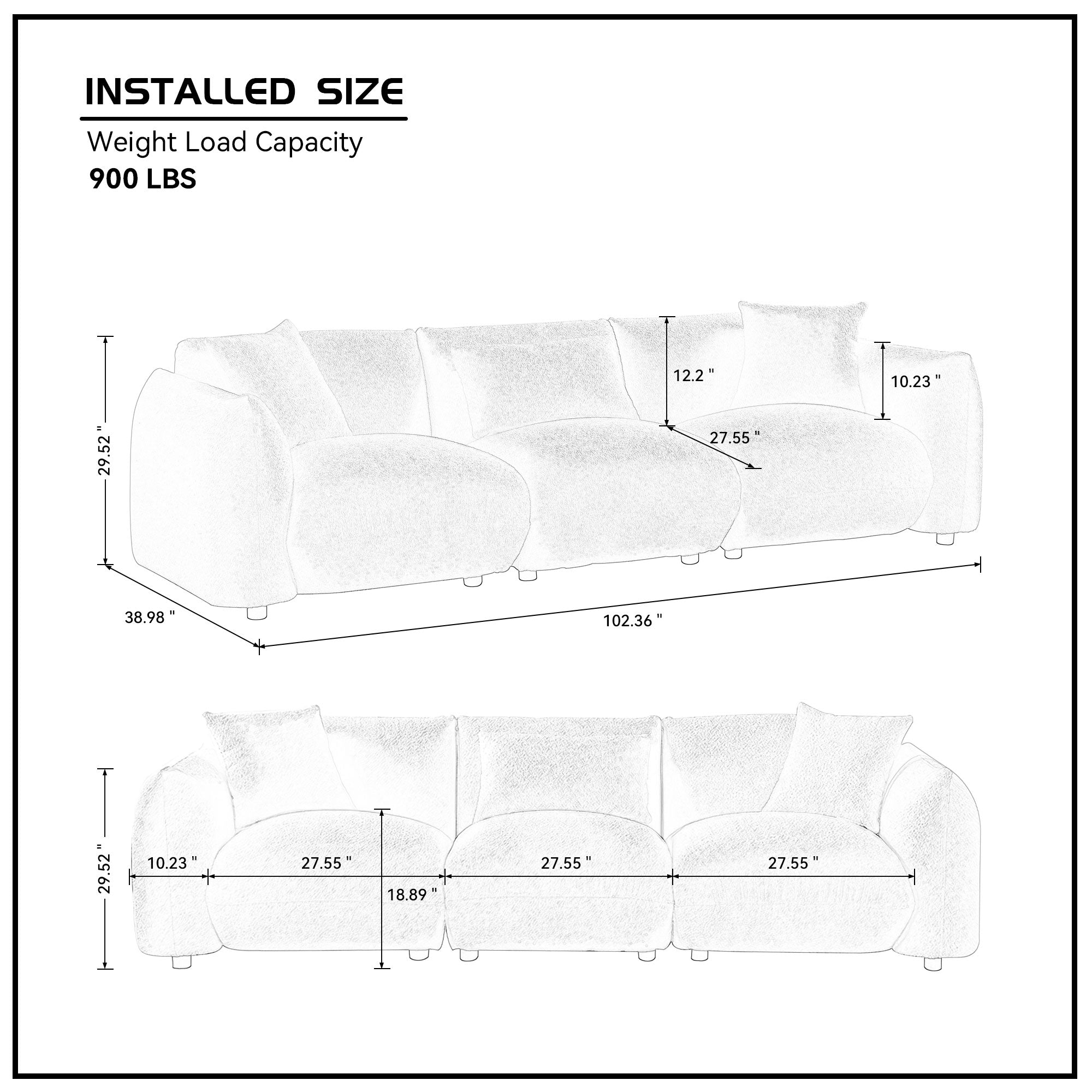 Modern Couch 3-Seater Sofa for Livingroom