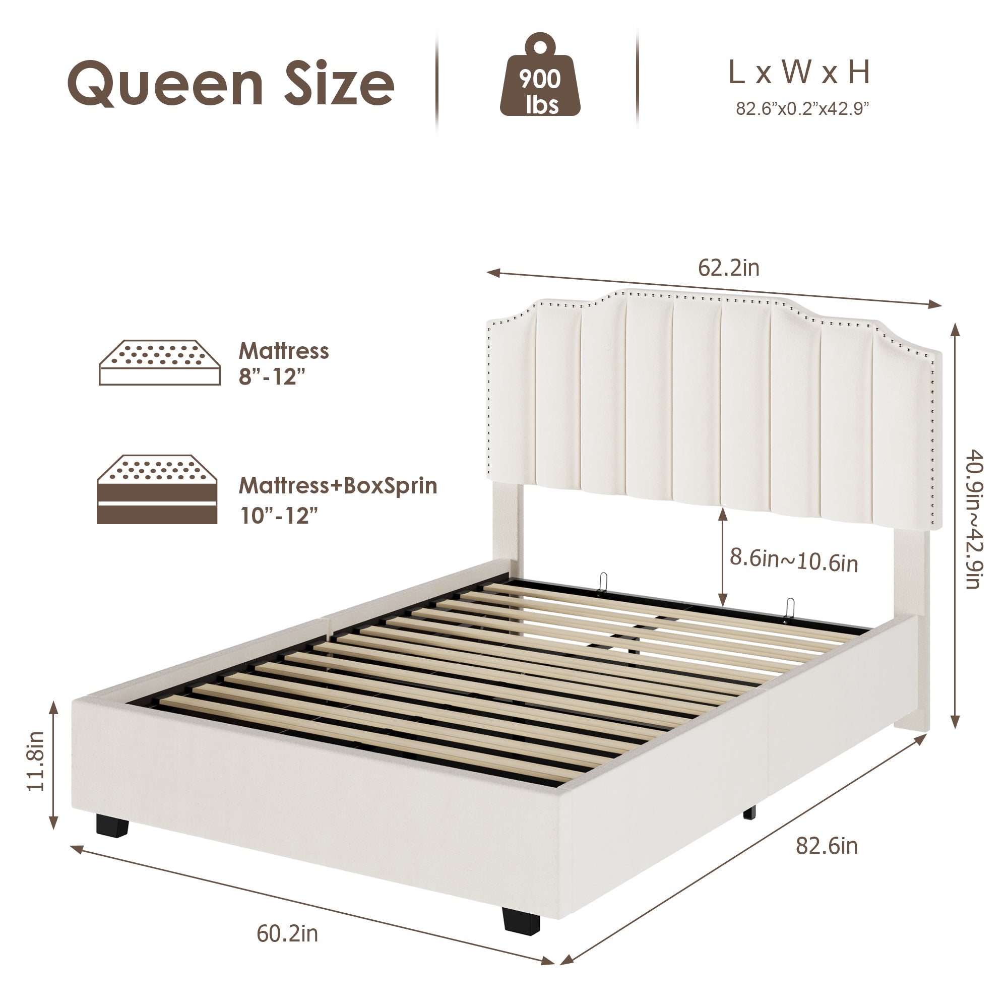 VELVET BEIGE QUEEN SIZE BED