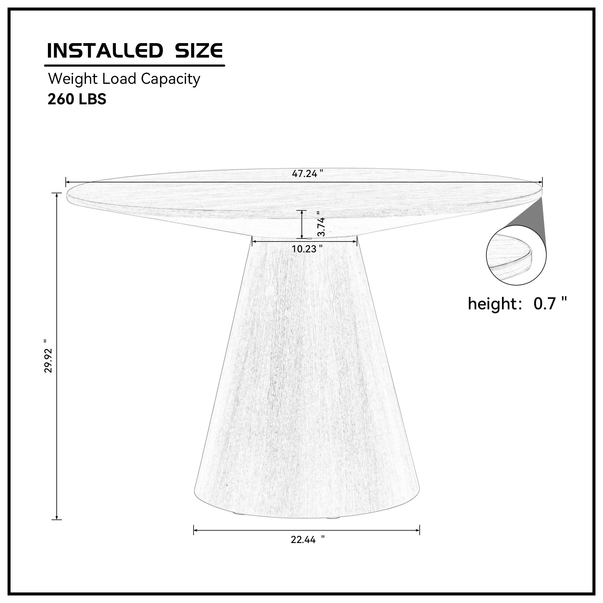 47.24'' Round Dining Table, Modern Kitchen Table