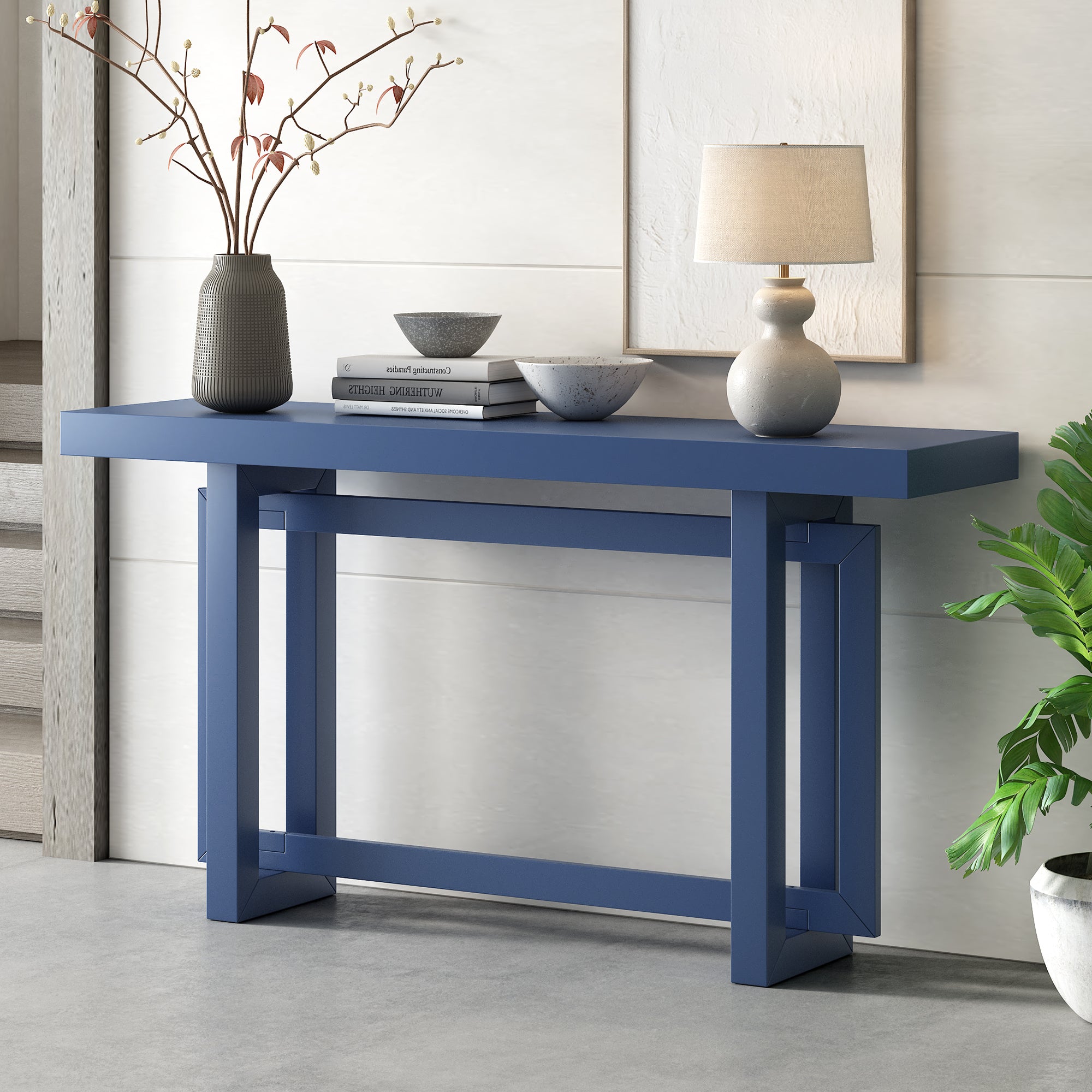 Contemporary Console Table with Wood Top