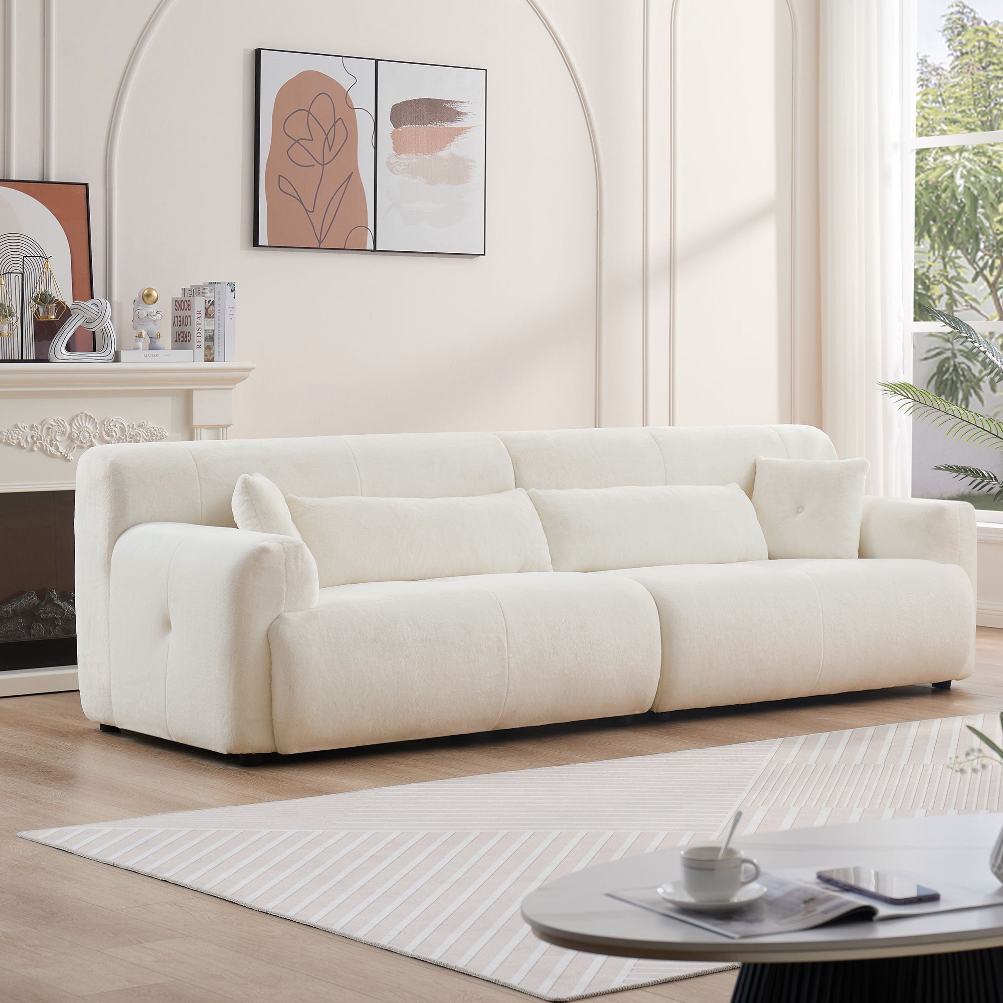 White fluffy sofa discount
