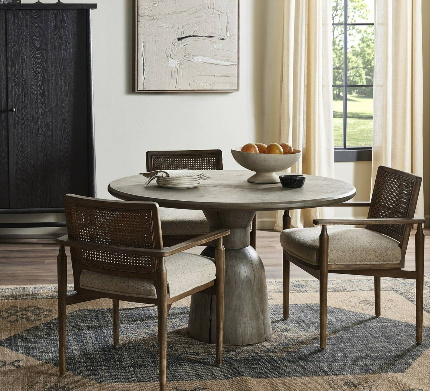 Xiomara Round Dining Table Aged Drifted Oak