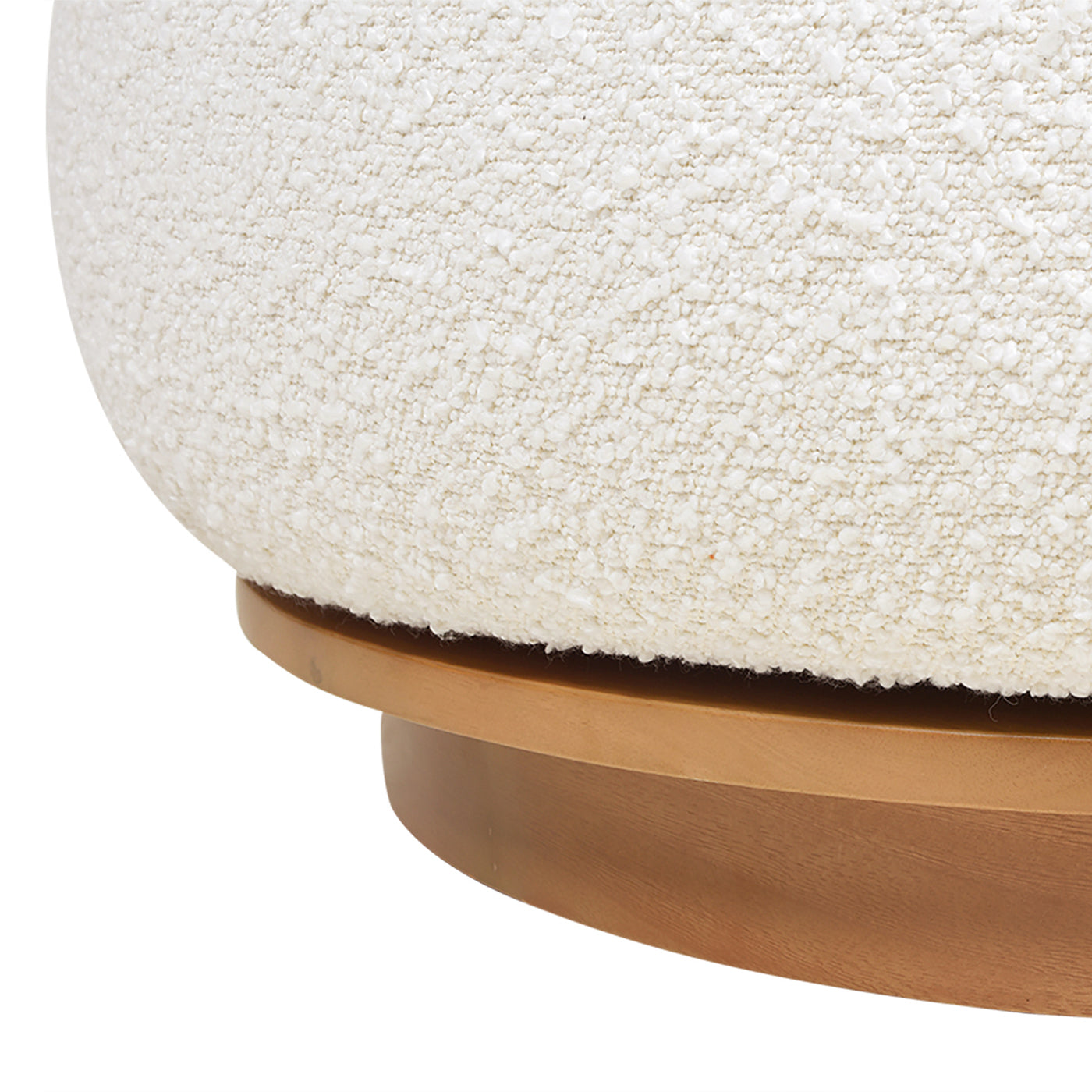 360 Swivel Low Barrel Back Accent Chair, Ivory White Boucle
