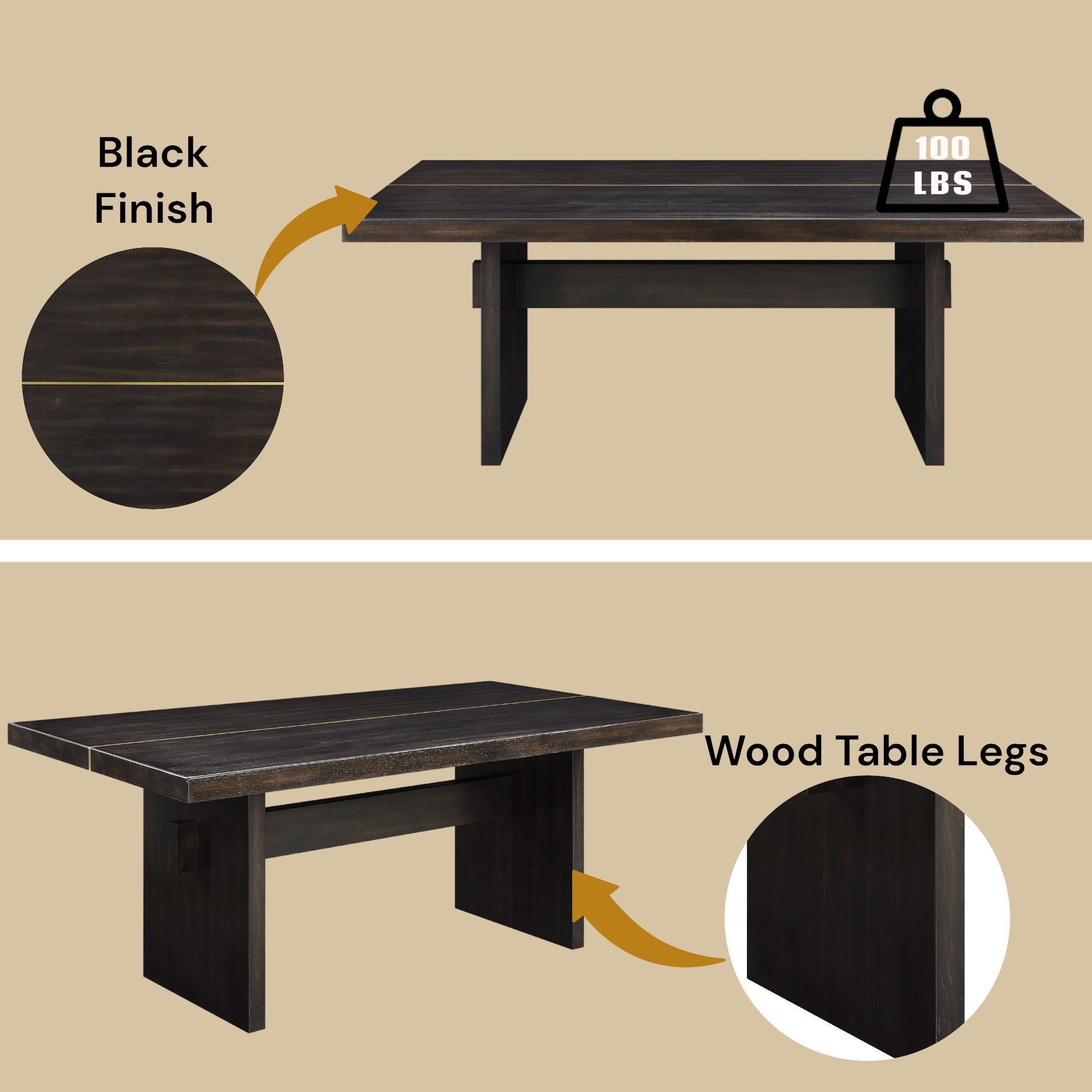 Jaramillo Gold & Rustic Espresso Finish 7PCS Dining Room Set