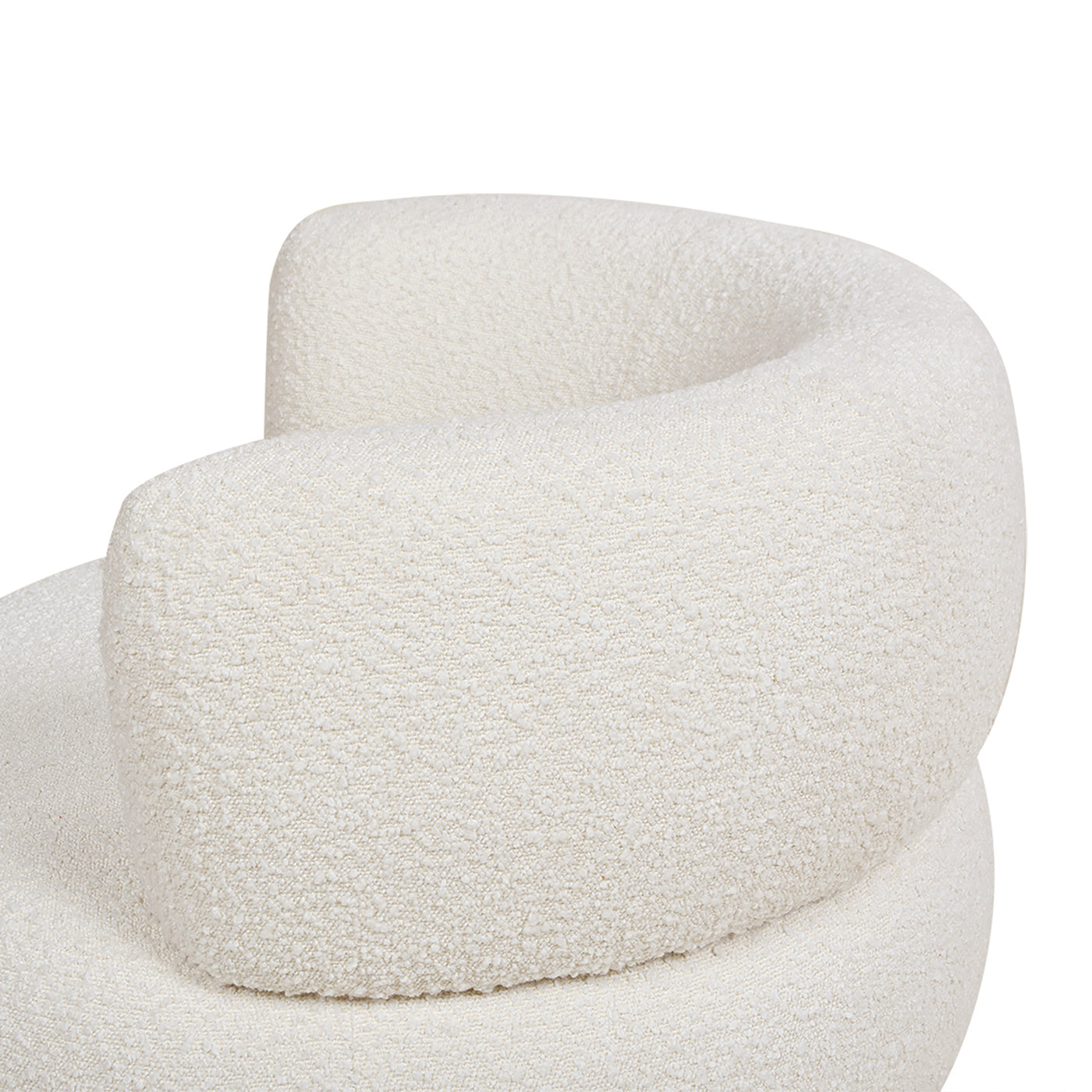 360 Swivel Low Barrel Back Accent Chair, Ivory White Boucle