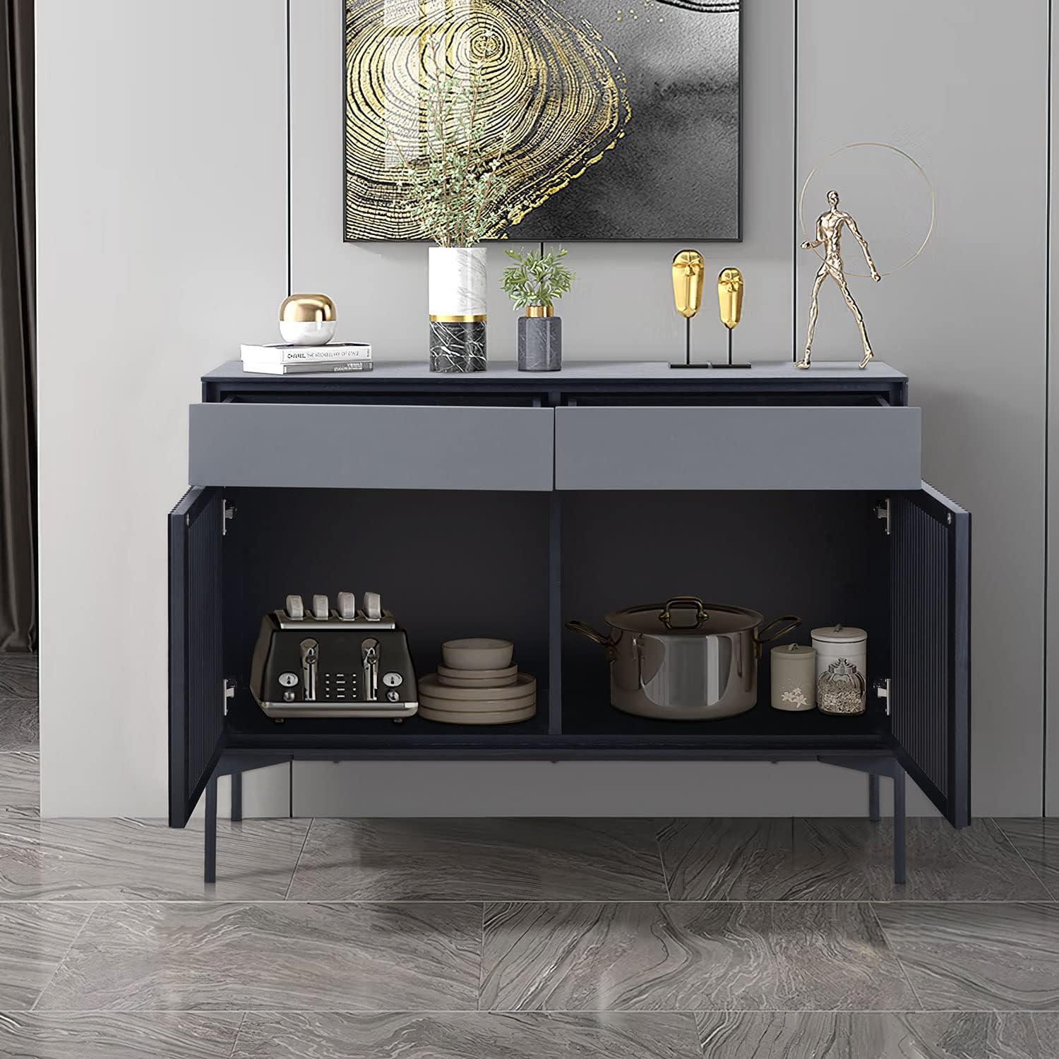 Mid Century Sideboard Cabinet Buffet Table Kitchen Storage Cabinet Coffee Bar Cabinet for Home Kitchen