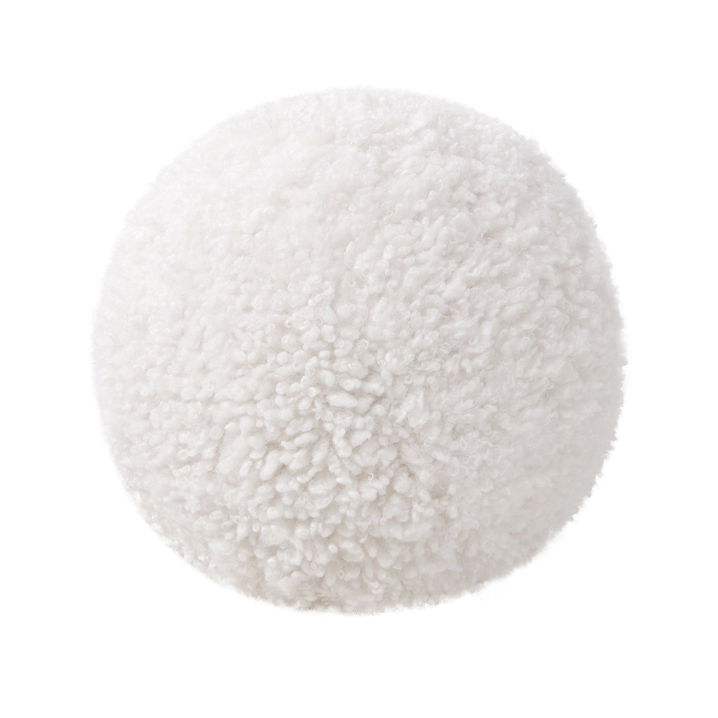 9" Round Sphere Accent Ball Throw Pillow, Curly White Faux