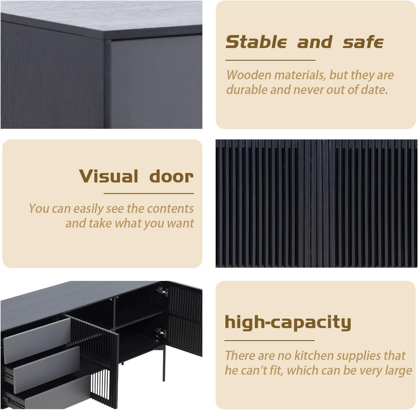 Mid Century Sideboard Cabinet Buffet Table Kitchen Storage Cabinet Coffee Bar Cabinet for Home Kitchen