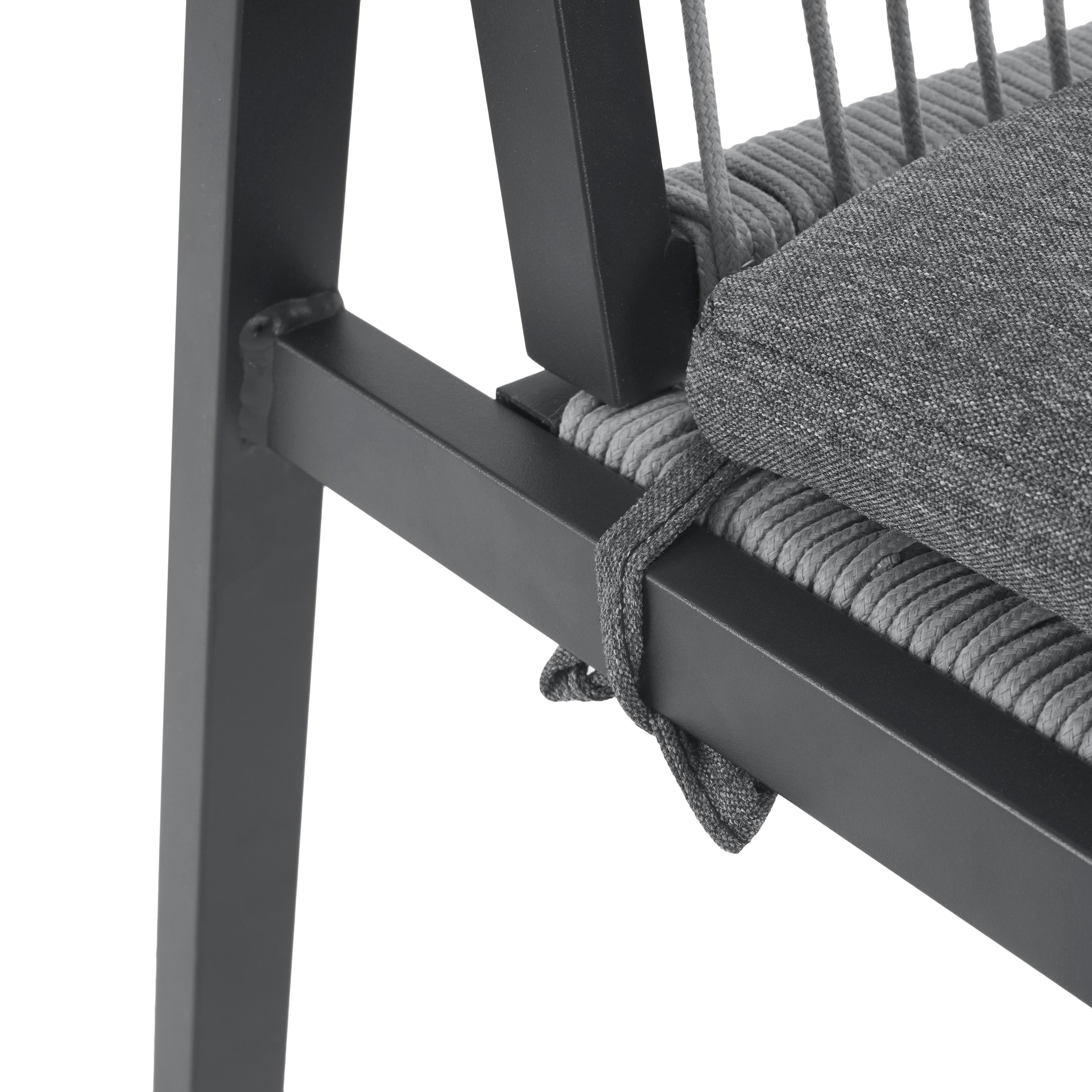 Outdoor Dining Chair Set of 2, Aluminum + Rope , Outdoor Armchair Seating for Patio Backyard Poolside Balcony, Cushion included