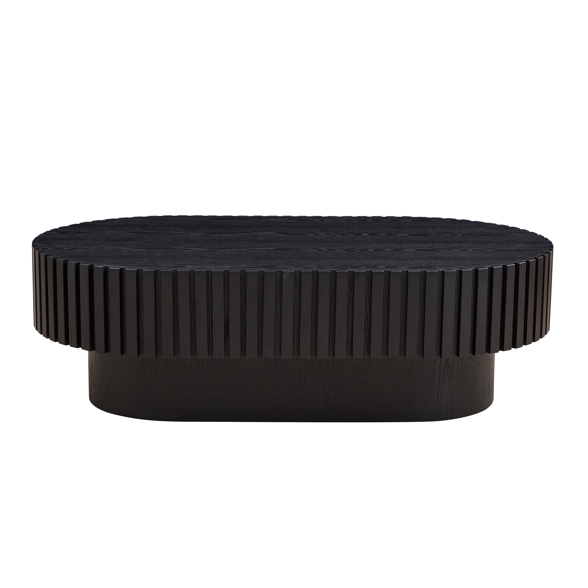 Small Wooden Oval Coffee Table: 43.70 Inches, Hand - crafted, Sturdy Pedestal 3 Color