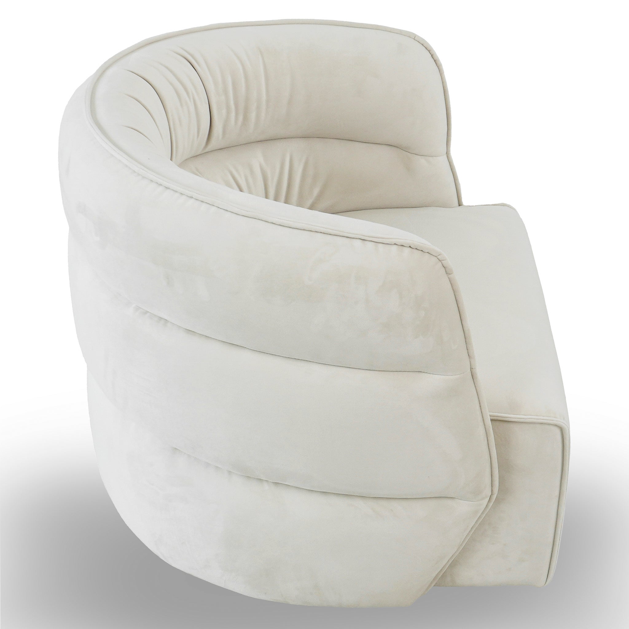 Walden Swivel Chair | Mid-Century Modern Velvet Accent Chair – Cream/Green/Burnt Orange, 360° Swivel, Fully Assembled