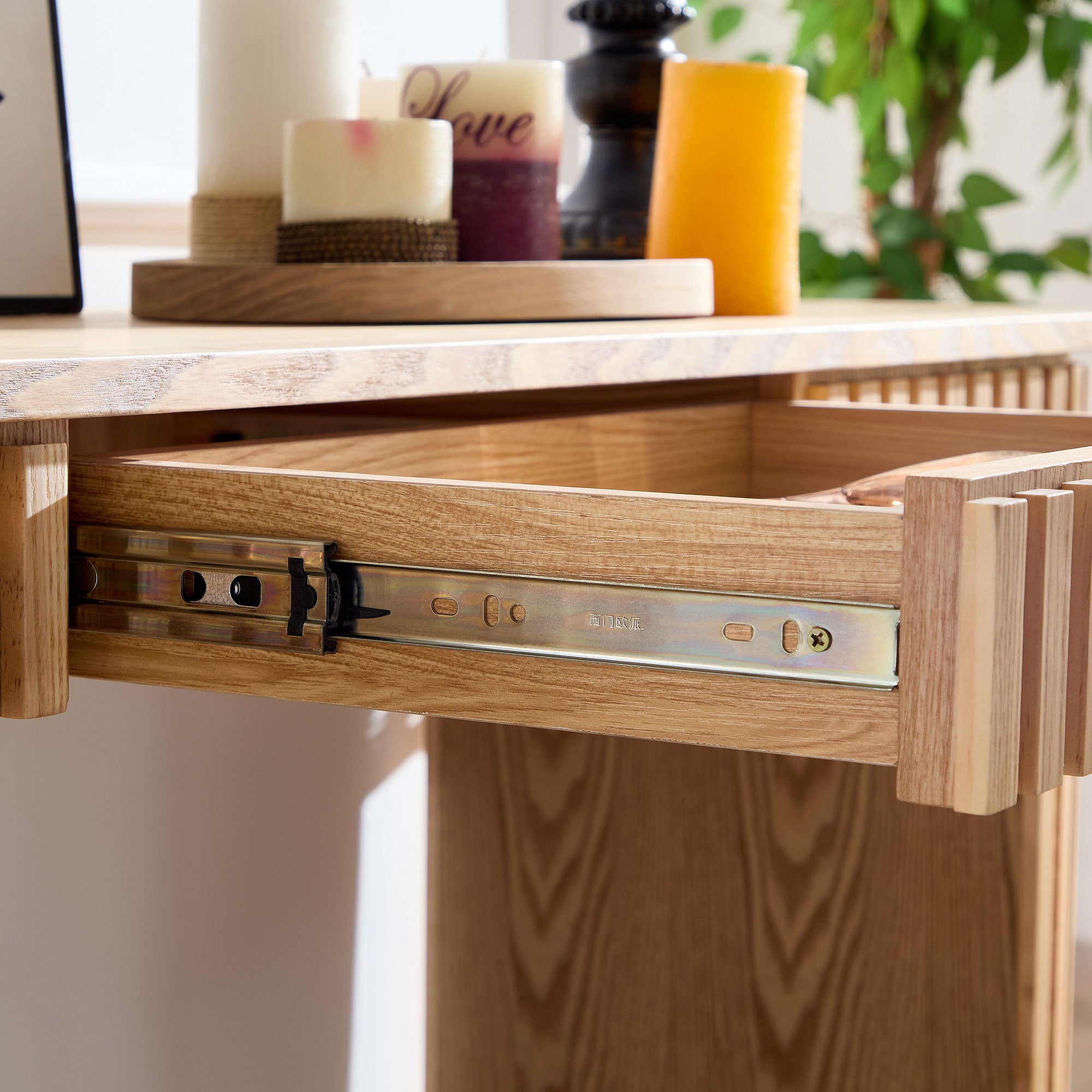 Modern Console Table With Drawer for Entryway with Unique Vertical Stripe Design for Living Room Hallway Foyer Entrance Study