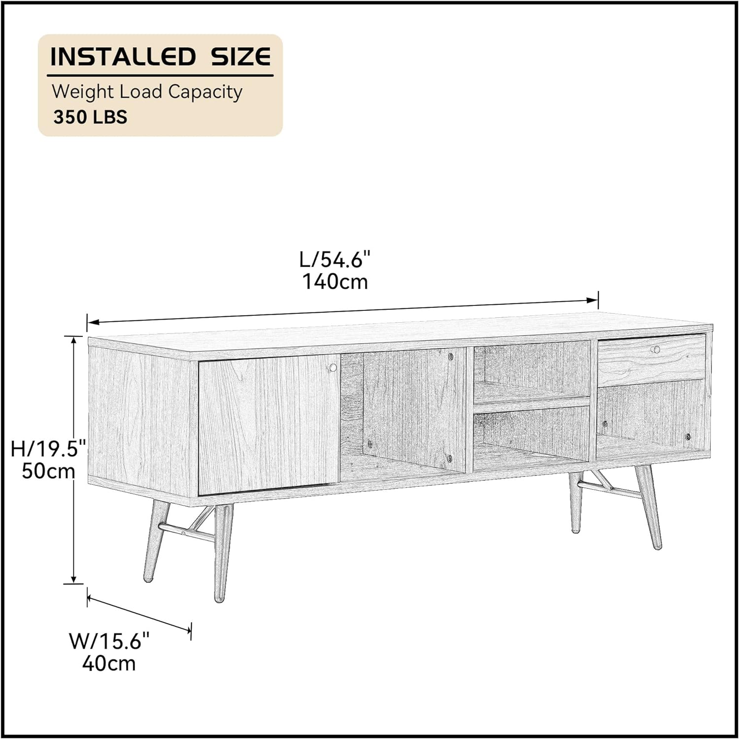 Mid-Century Modern Low Profile Media Console TV Stand