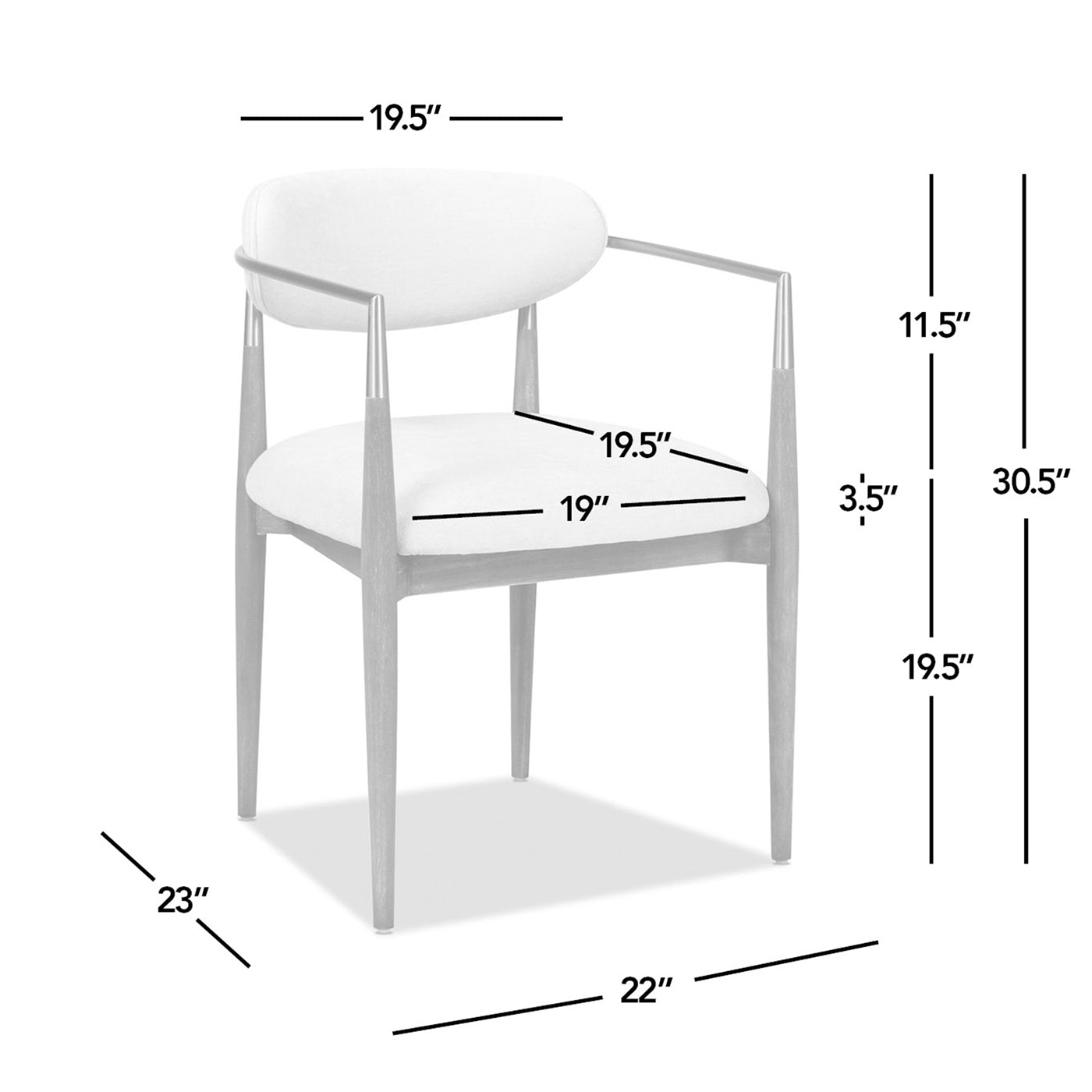 Upholstered Dining Arm Chair, Warm White Chenille/Counter Stool
