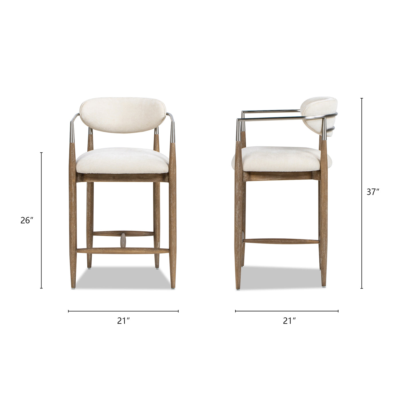 Upholstered Dining Arm Chair, Warm White Chenille/Counter Stool