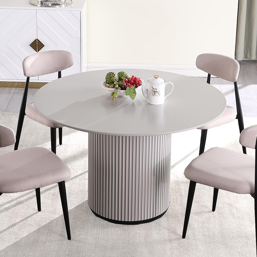 47.24" Round Wood Dining Table(Grey)