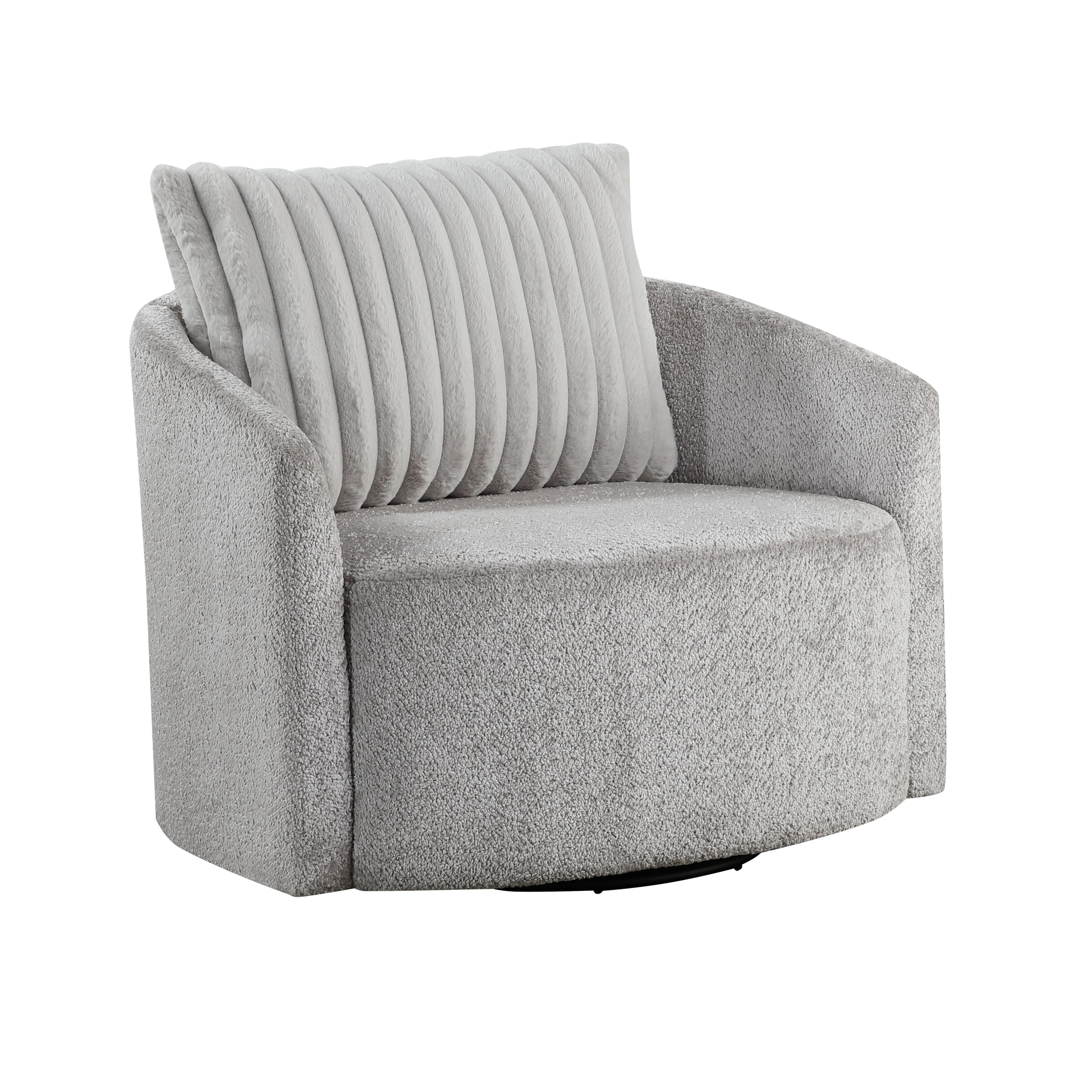 Cushion Seat Fully Upholstered Solid Wood Frame Metal Base Swivel Chair