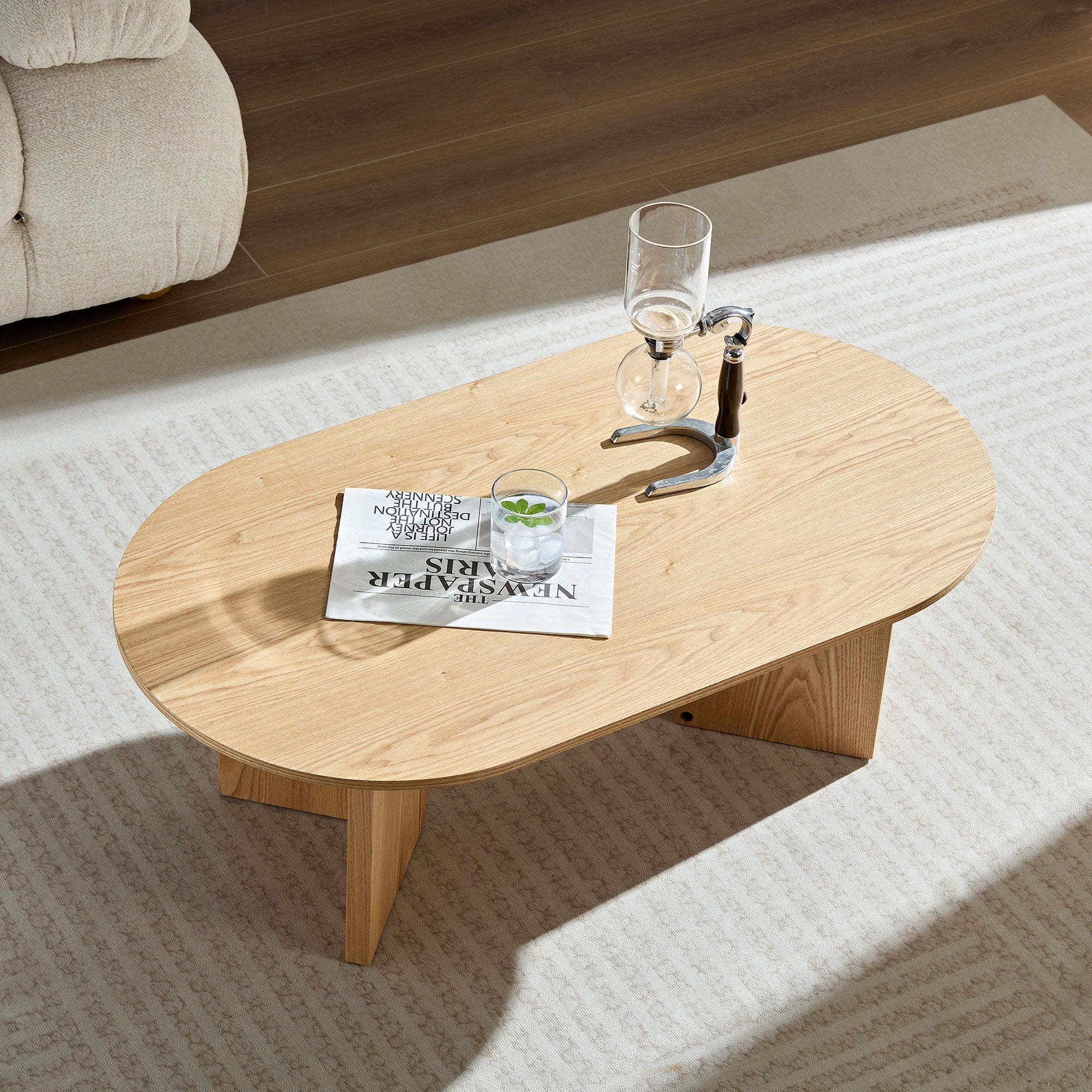 MDF Oval Coffee Table (39.37 Inches): Ideal for Contemporary Living Rooms