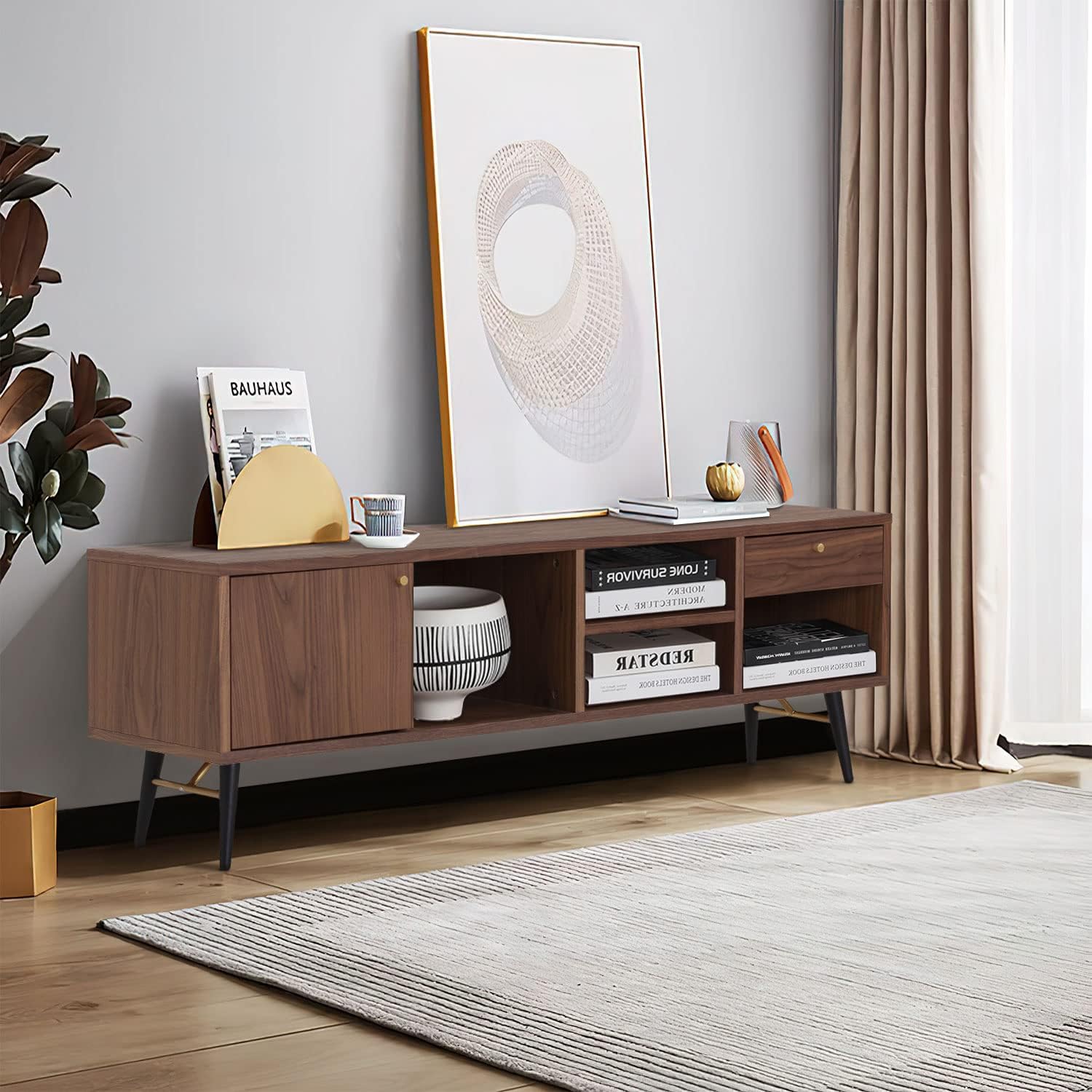 Mid-Century Modern Low Profile Media Console TV Stand