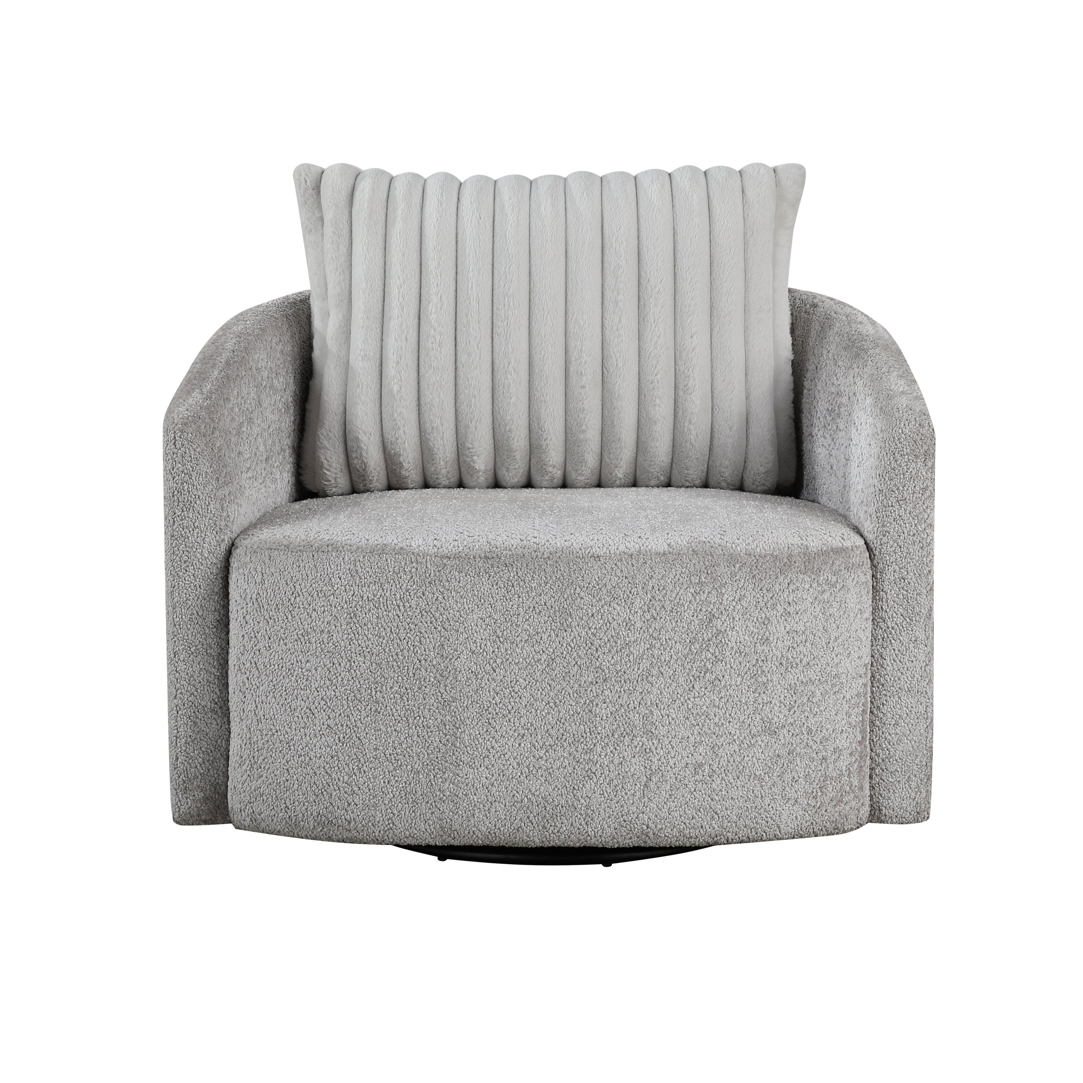 Cushion Seat Fully Upholstered Solid Wood Frame Metal Base Swivel Chair