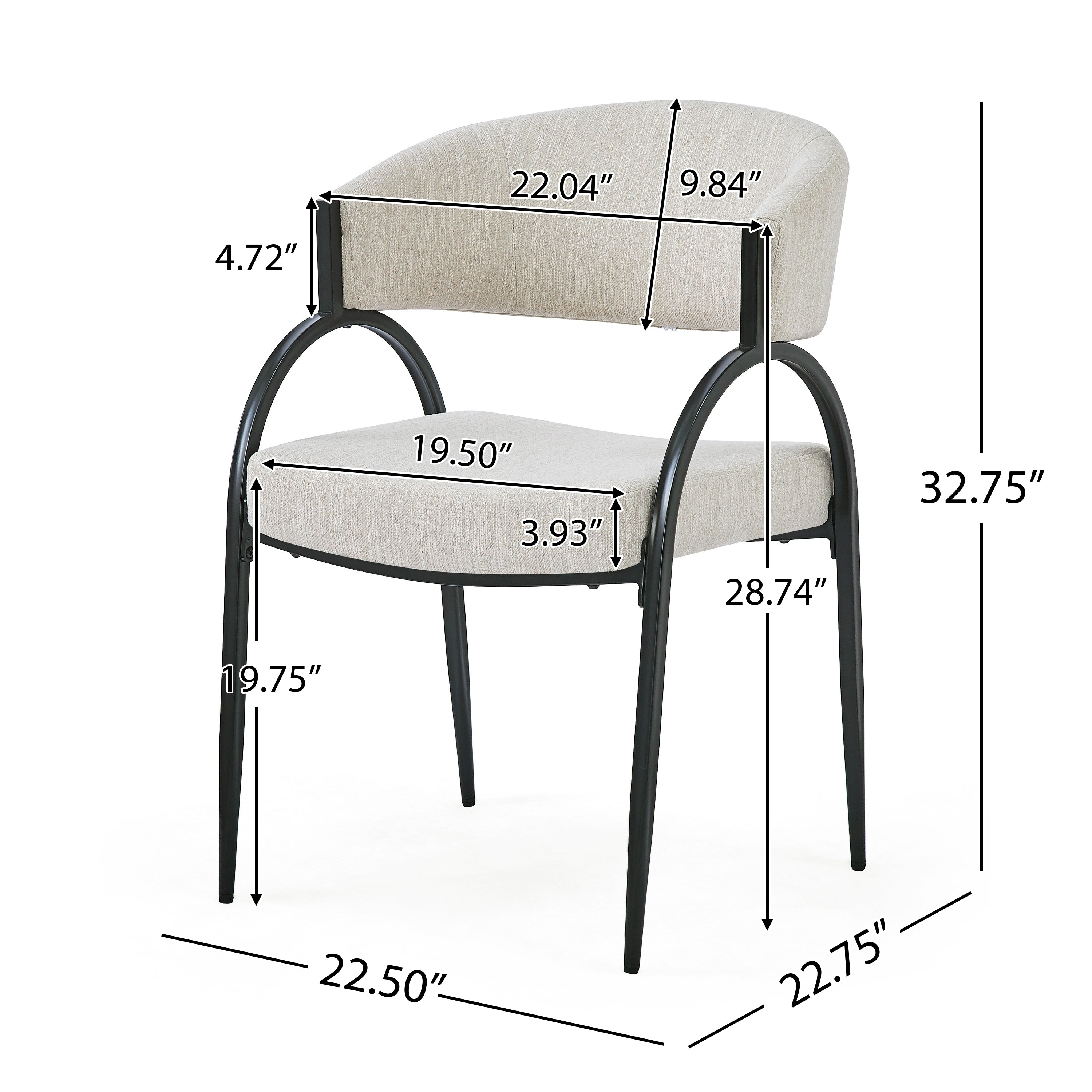 Upholstered Dining Chairs With Metal Legs (Set of 2)