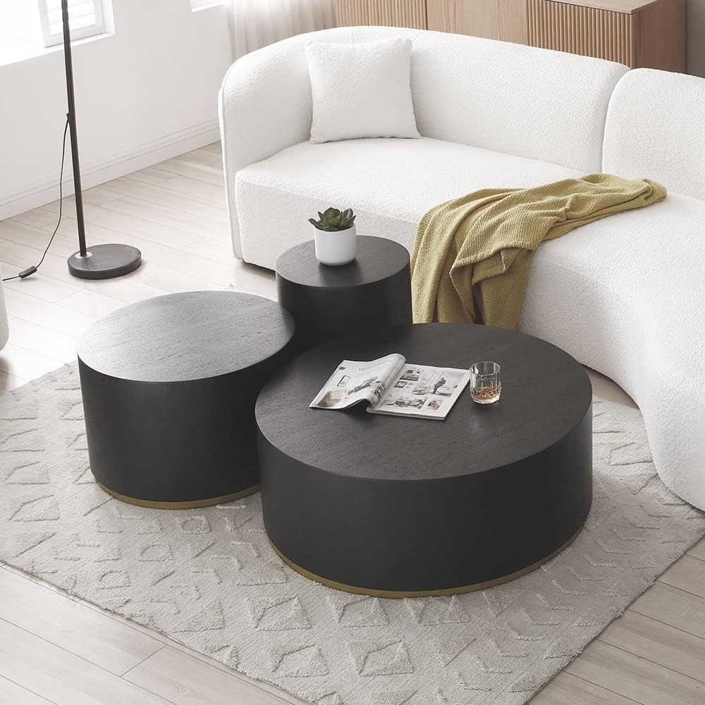 Black Round Coffee Table Set of 3