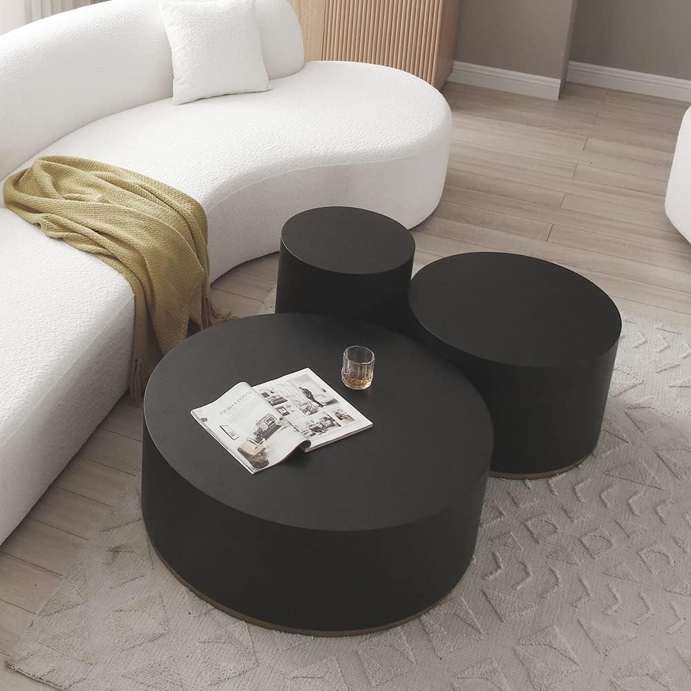 Black Round Coffee Table Set of 3