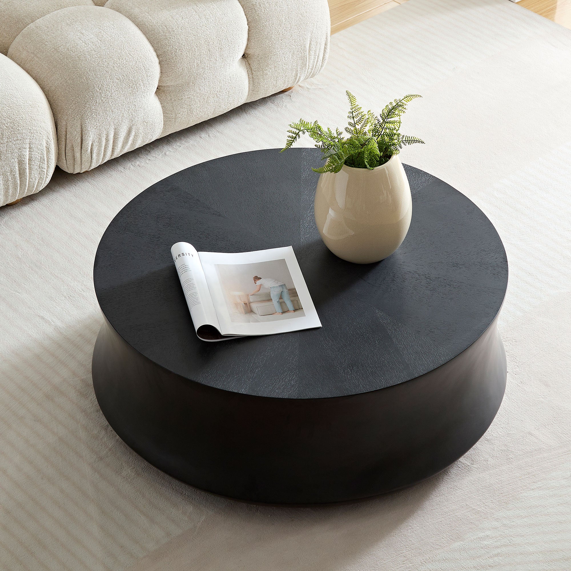 35.43 Inch Modern Round Coffee Table