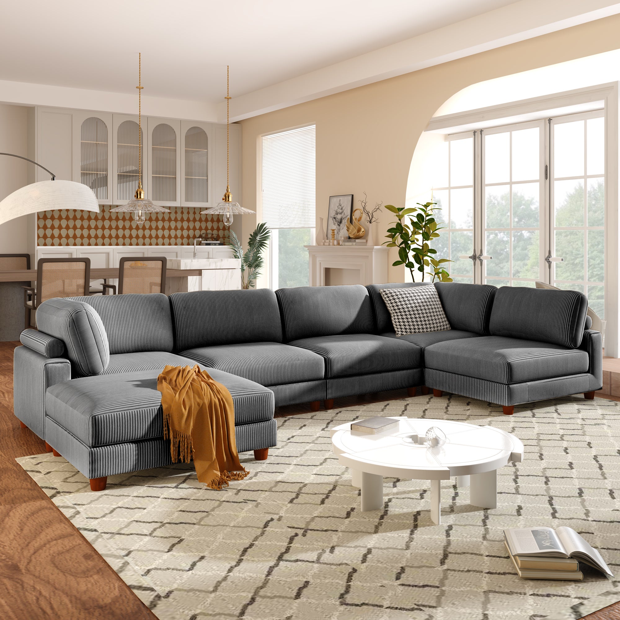 163''Modular Sectional Sofa,with Ottoman