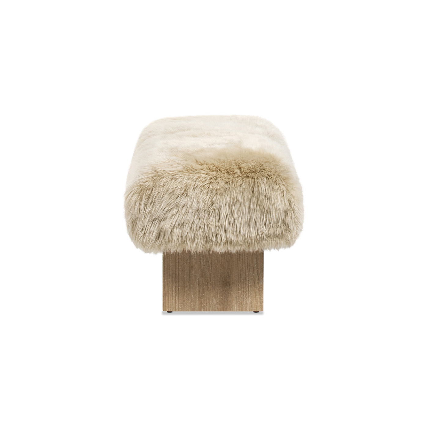 Sheepskin Fur Rectangular Accent Bench | 49" Genuine New Zealand Sheepskin – Natural Wood Frame, Cozy Entryway or Bedroom Bench