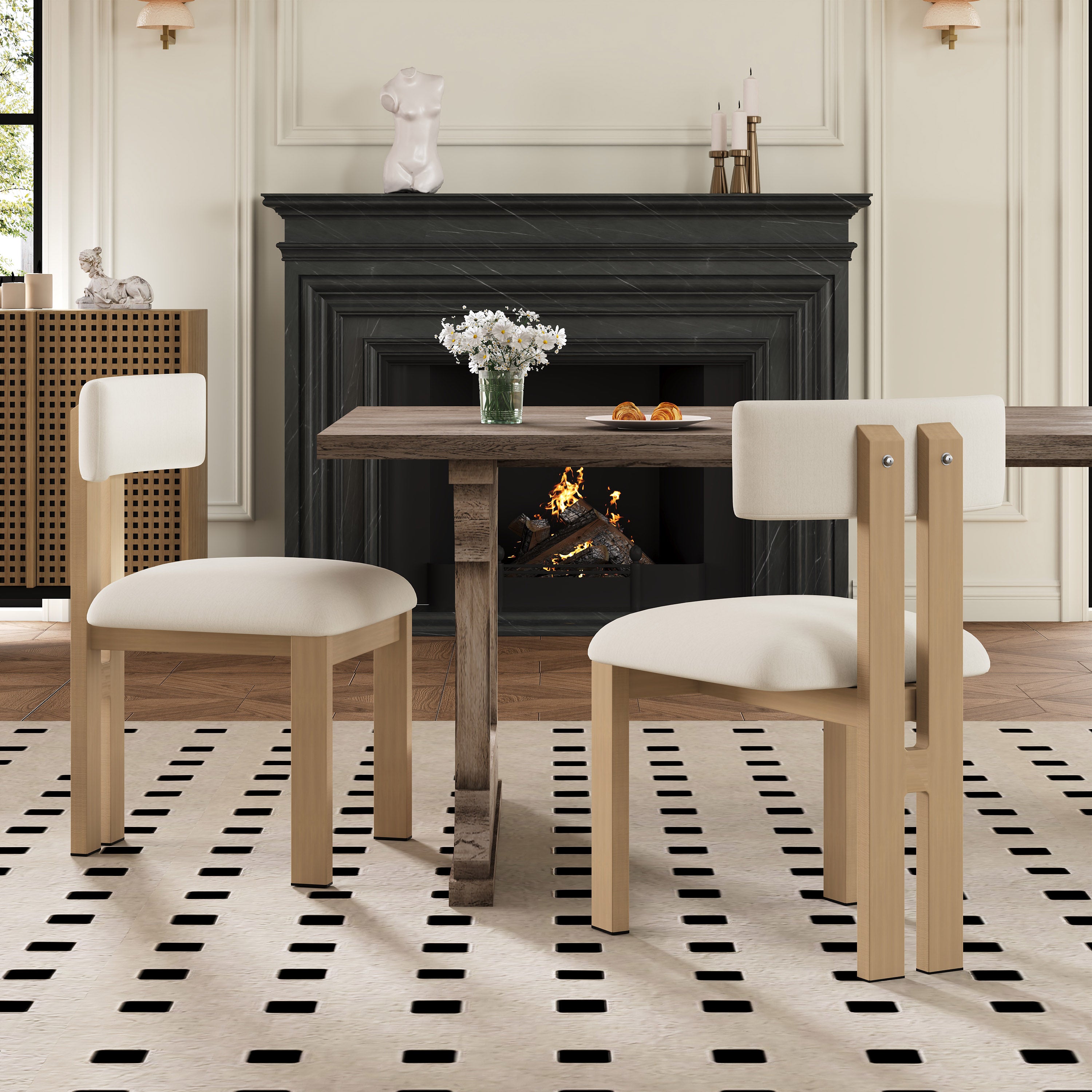 Upholstered Armless Dining Chairs Set Of 2