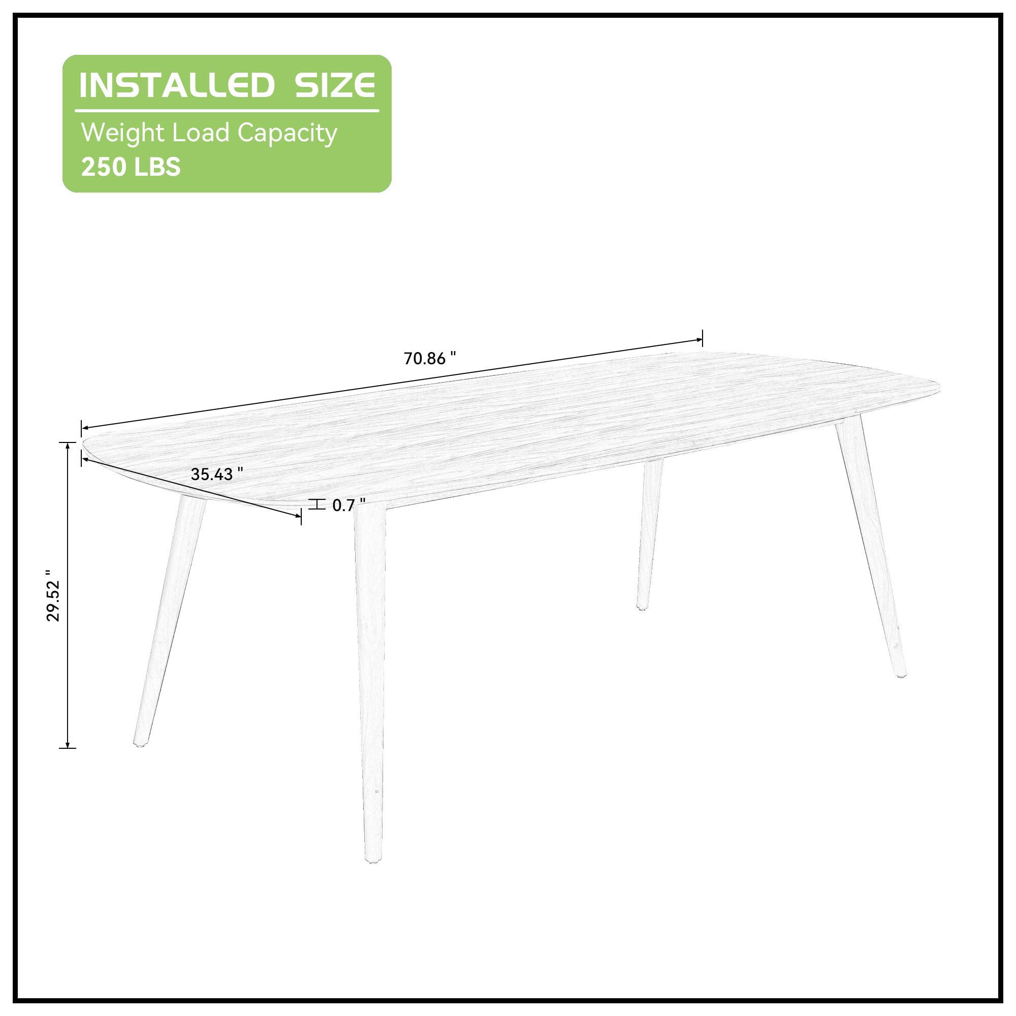 70.86" Large Kitchen Table