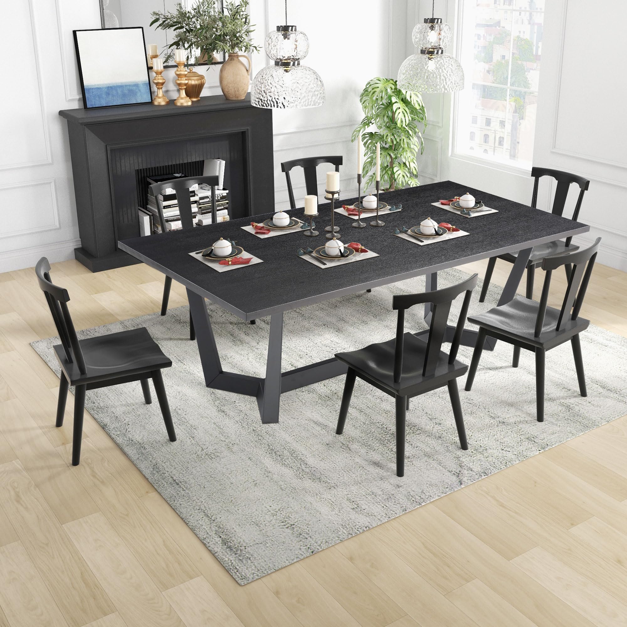 Modern Rectangle Wood Kitchen Dining Table