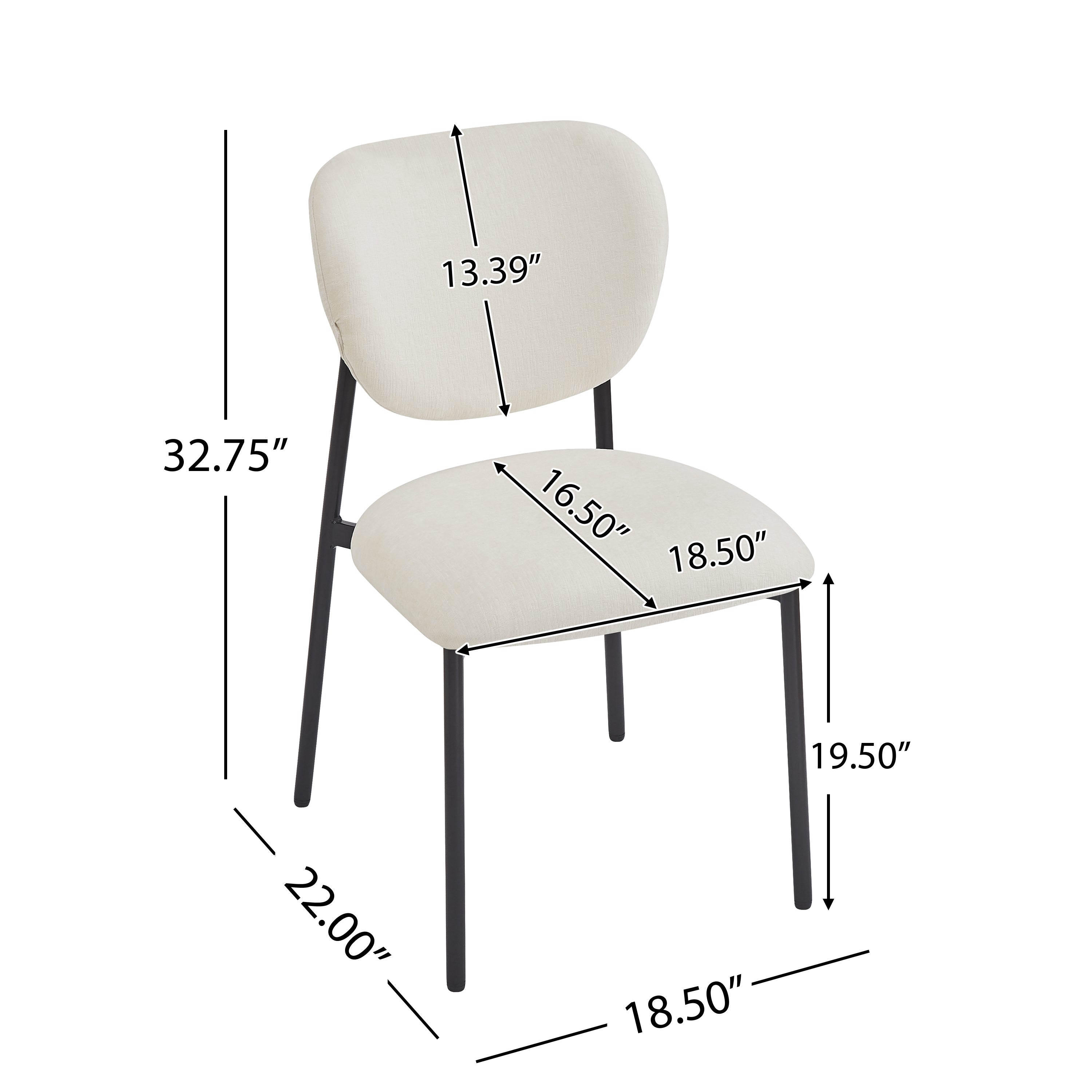 Upholstered Dining Chairs With Metal Legs (Set of 2),Beige