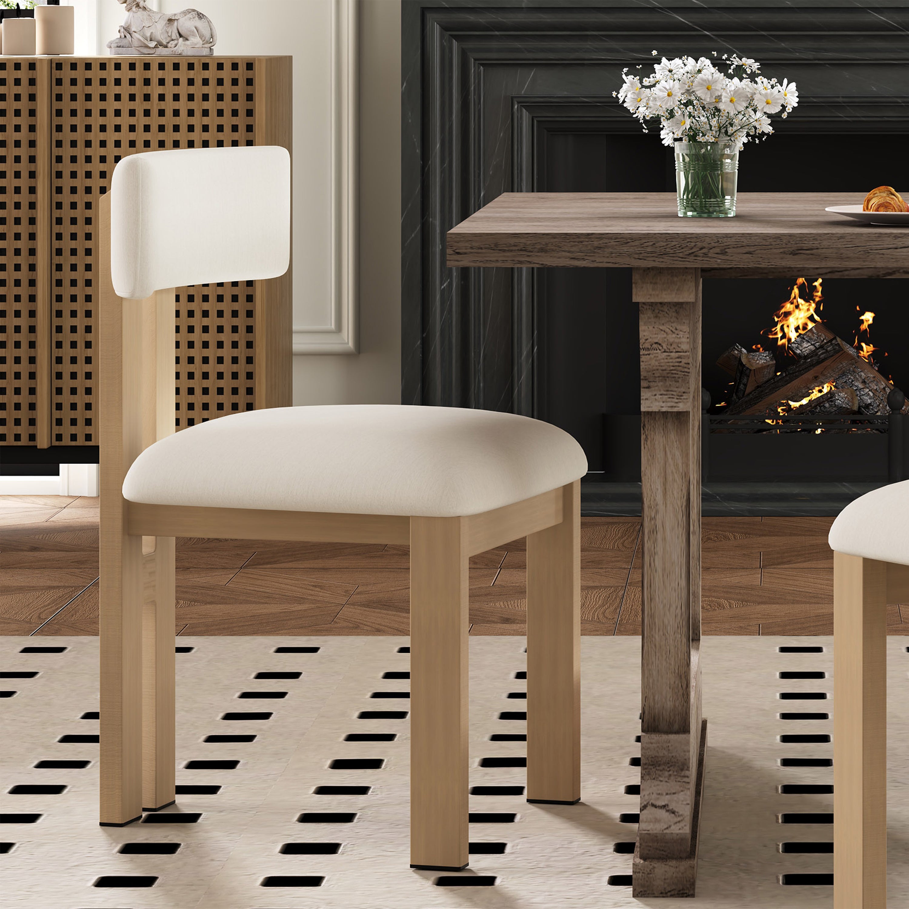 Upholstered Armless Dining Chairs Set Of 2