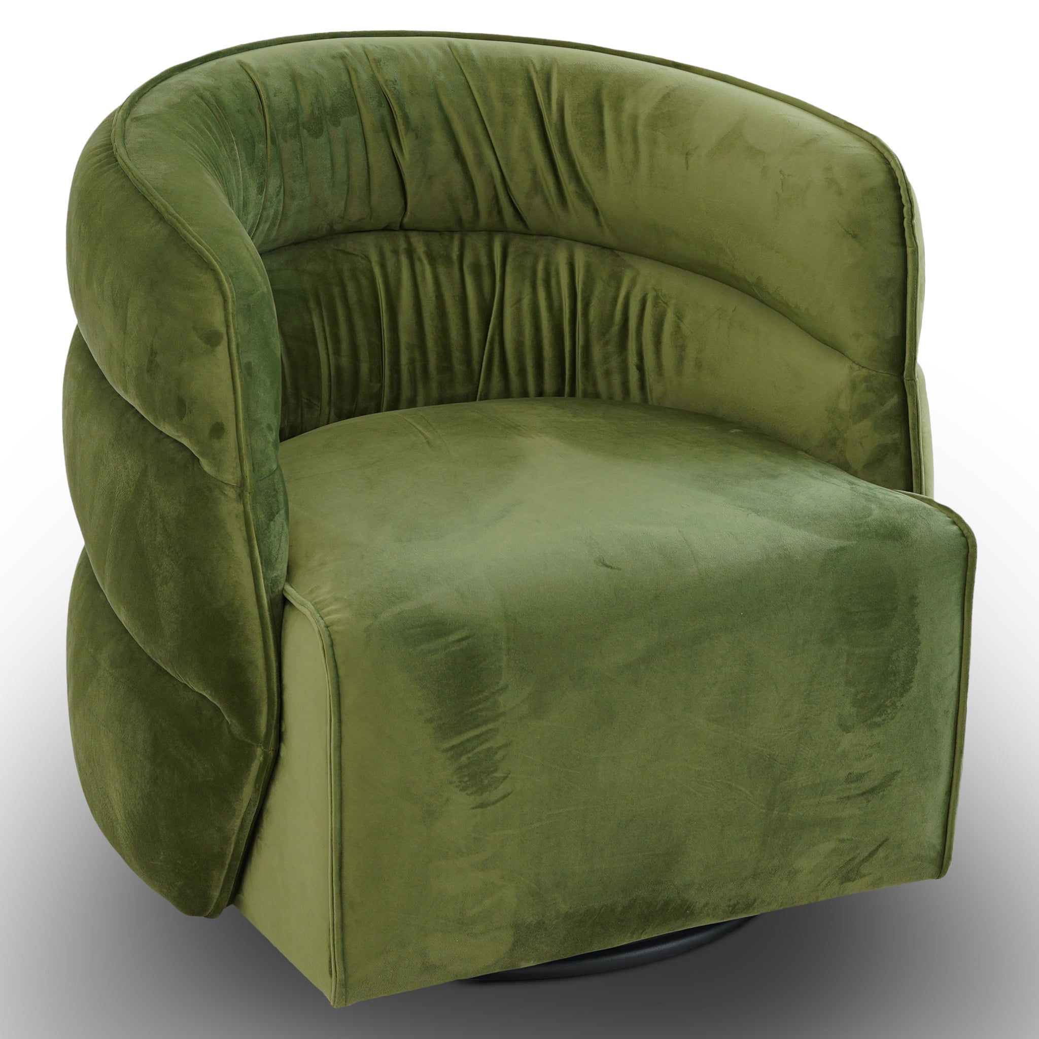 Walden Swivel Chair | Mid-Century Modern Velvet Accent Chair – Cream/Green/Burnt Orange, 360° Swivel, Fully Assembled