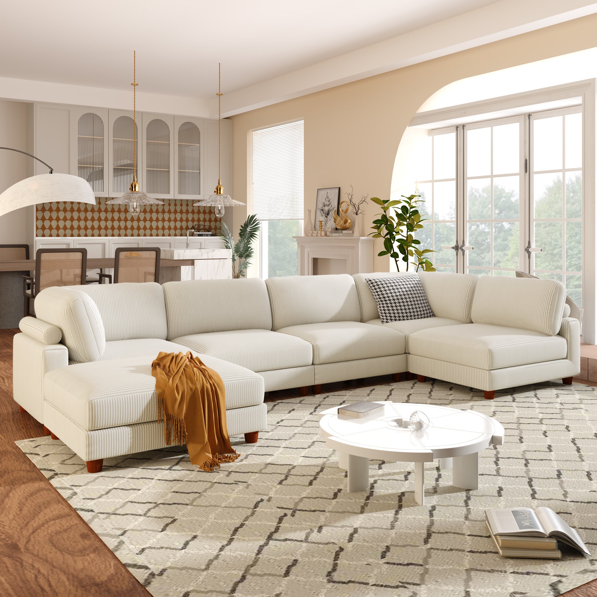 163''Modular Sectional Sofa,with Ottoman